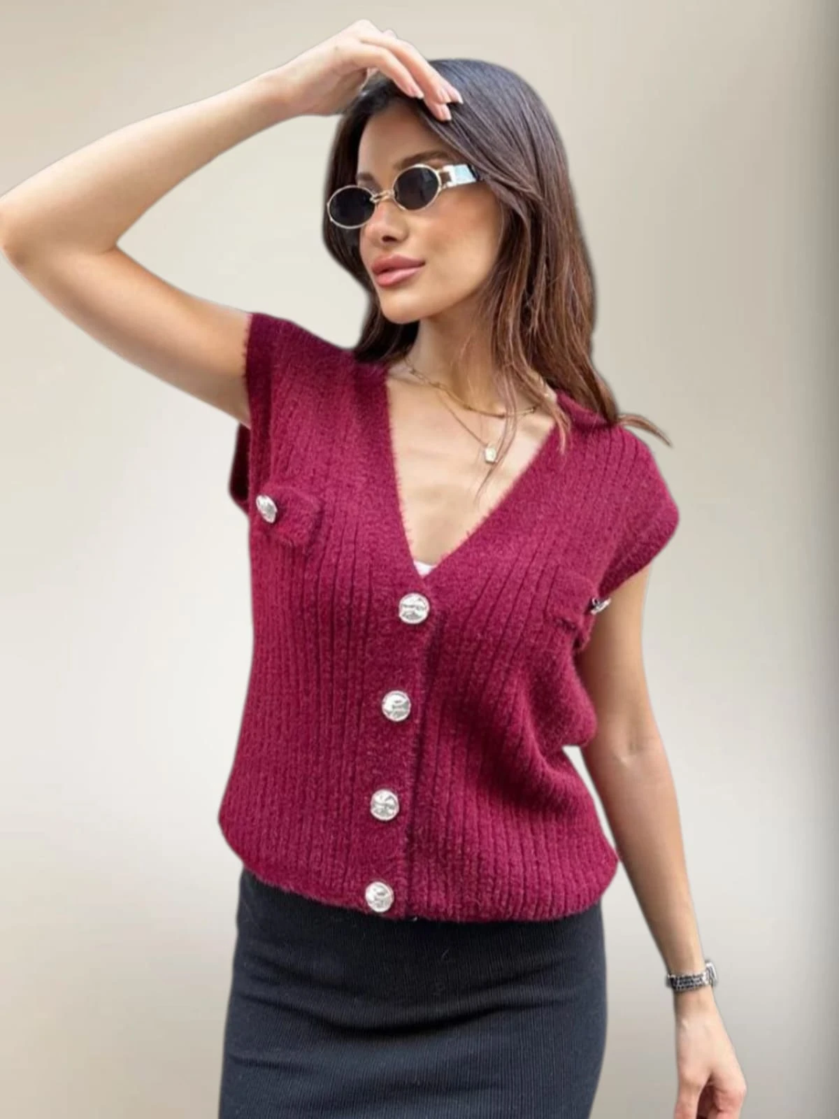 Elva Düğmeli Yelek