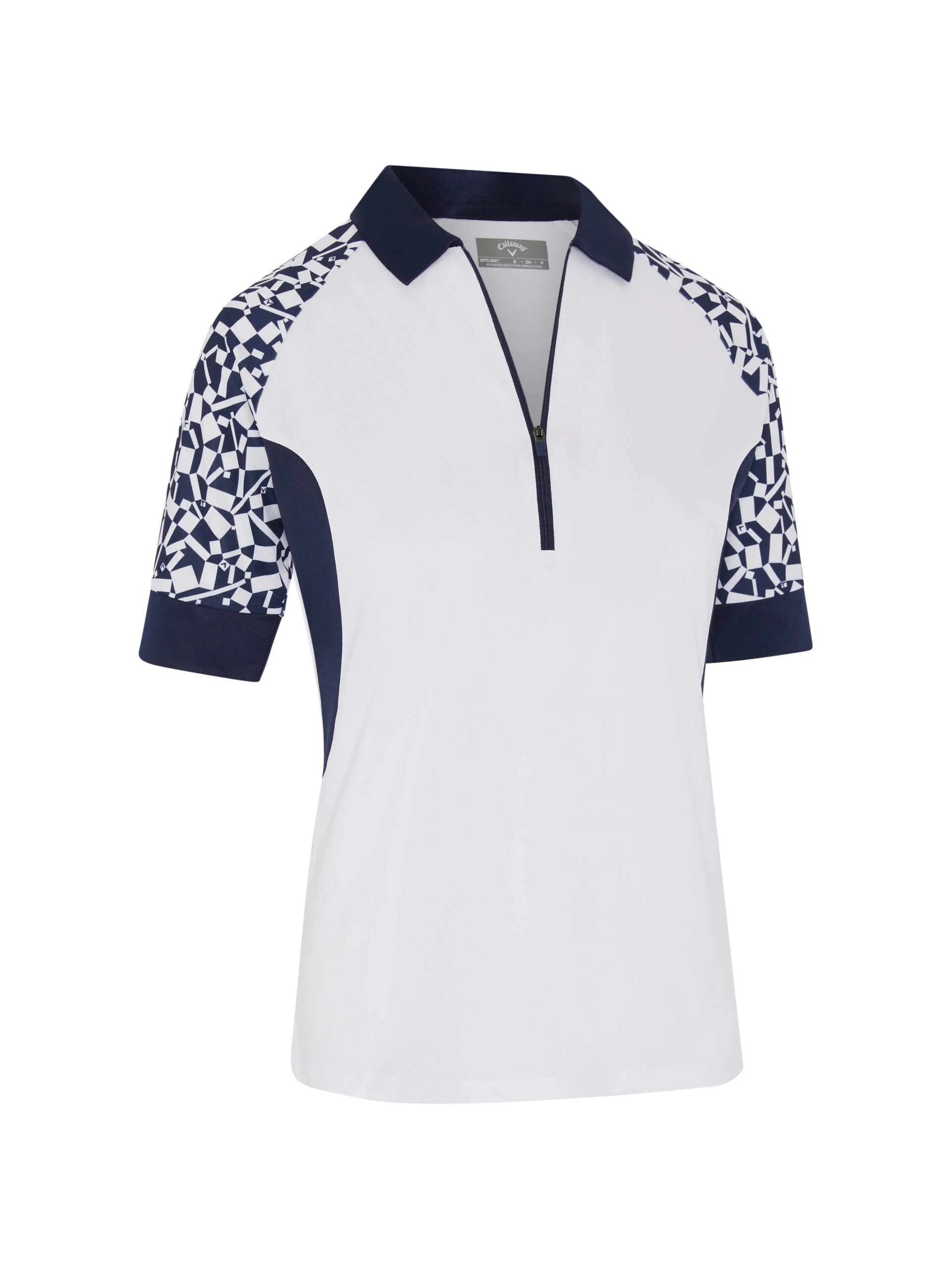 Callaway Two Tone Geo 1/2 Sleeve Zip Kadın Tshirt