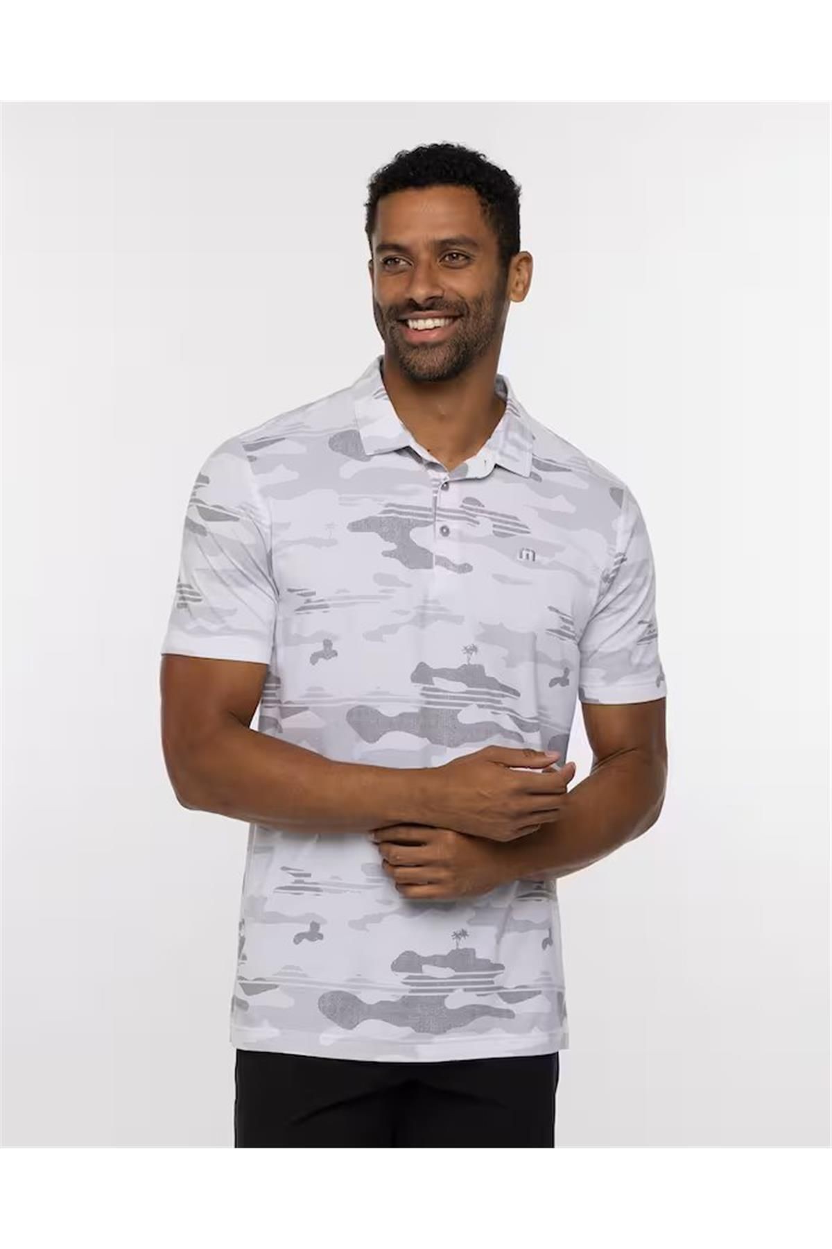Travis Mathew Beachside Stealth Erkek Baskılı Polo Tshirt