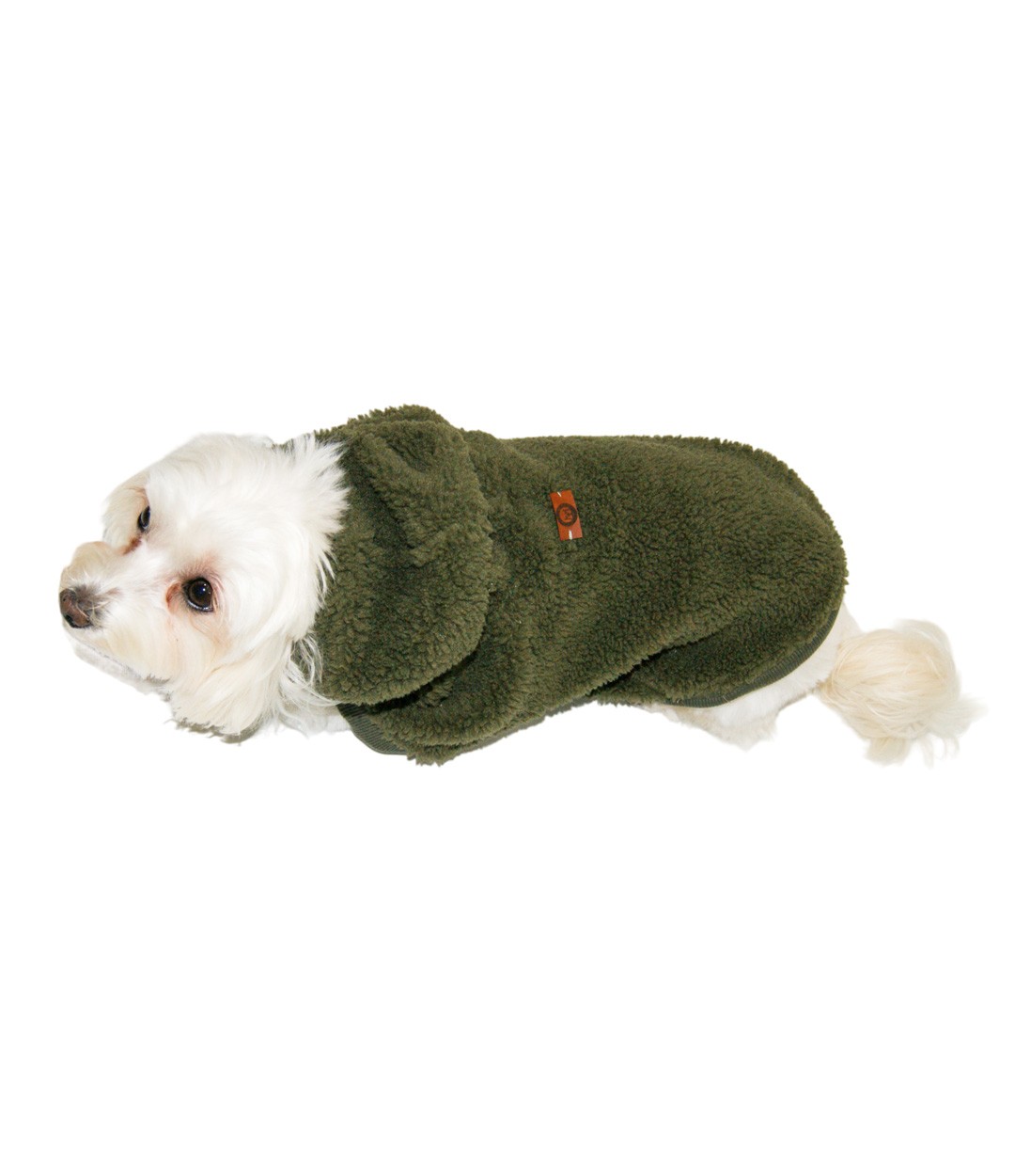 Teddy Tüylü Haki Yeşili Köpek Hoodie