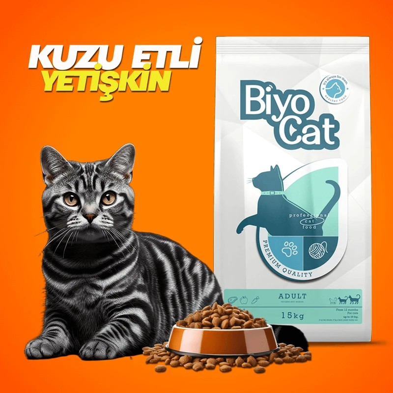 Biyocat Kuzu Etli Yetişkin Kedi Maması 15 kg X 2 Adet