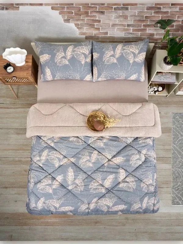 BATTAL WELSOFT UYKU SETİ 5 PARÇA POLARLI POFUDUK / YAPRAK BATTAL