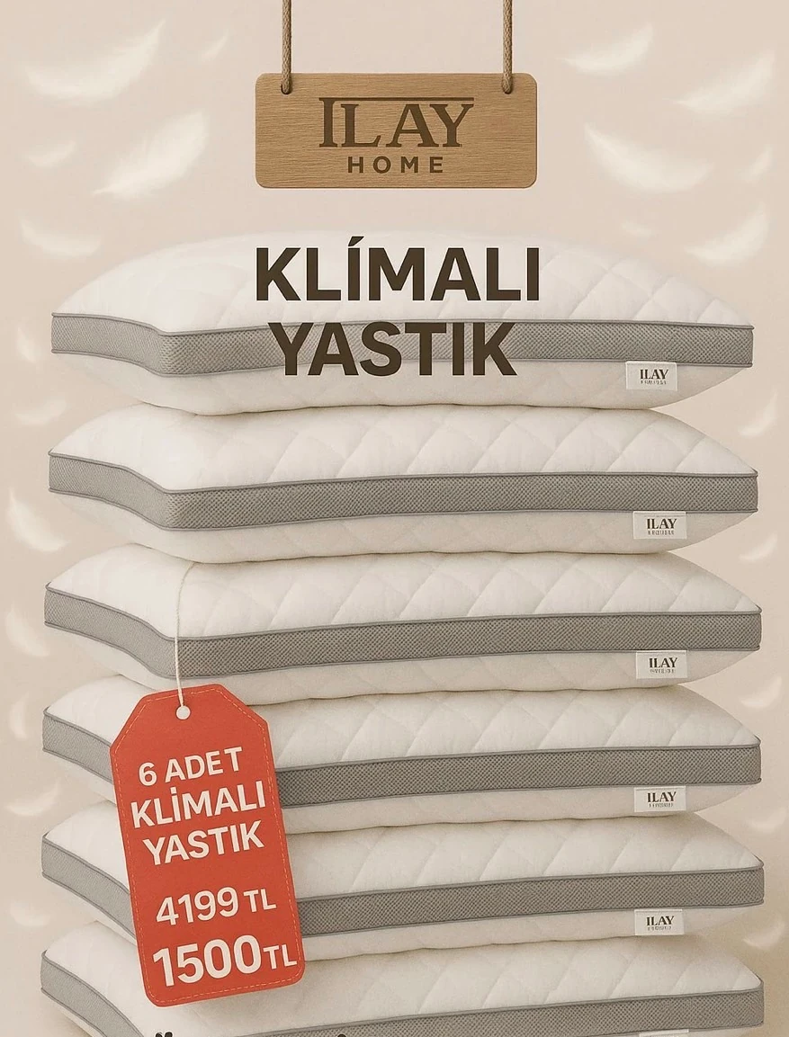 12 PARÇA / KLİMALI YASTIK 6 ADET + 6 ADET YASTIK ALEZİ PREMİUM / YIKANABİLİR ( YANINDA 6 ADET YASTIK ALEZİ HEDİYE 