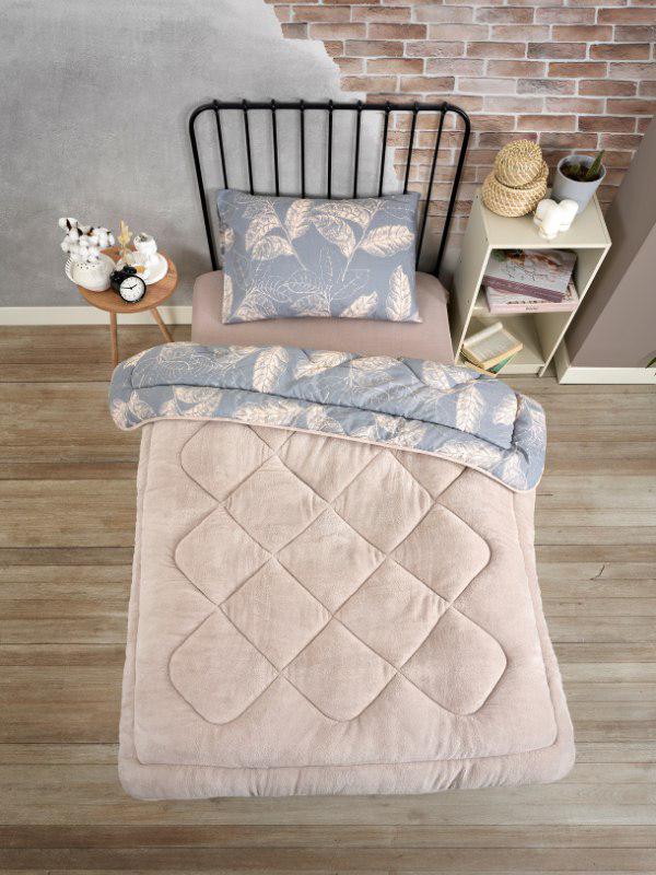 TEK KİŞİLİK 4 PARÇA WELSOFT UYKU SETİ POLARLI POFUDUK / YAPRAK TK