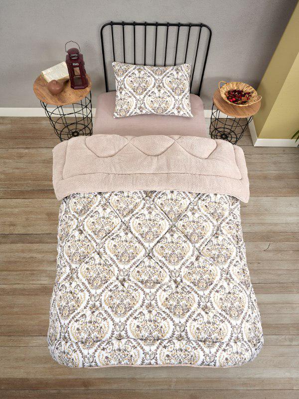 TEK KİŞİLİK 4 PARÇA WELSOFT UYKU SETİ POLARLI POFUDUK / KREM TK