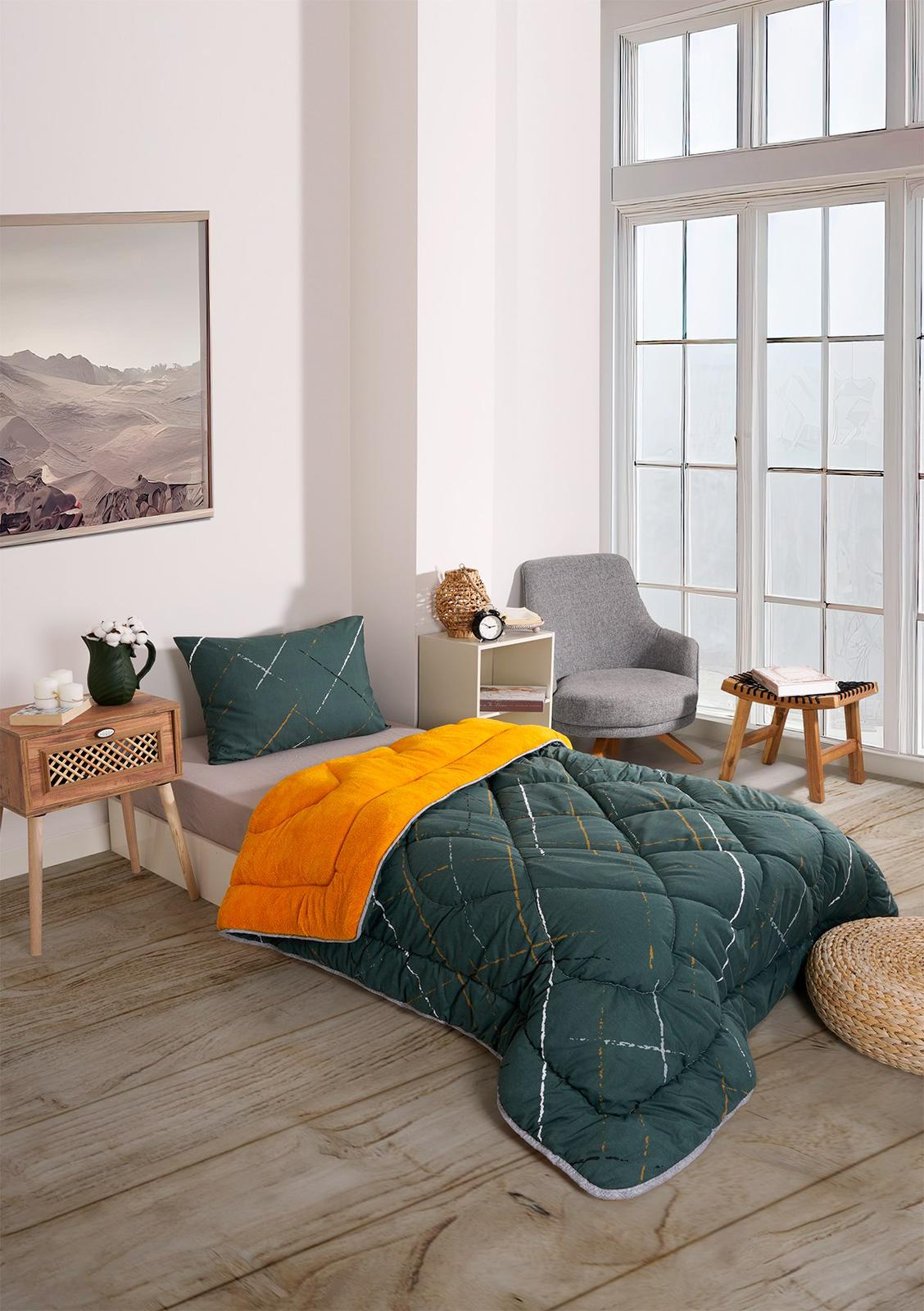 TEK KİŞİLİK 4 PARÇA WELSOFT UYKU SETİ POLARLI POFUDUK / TURUNCU TK