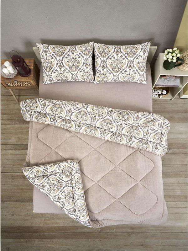 ÇİFT KİŞİLİK 5 PARÇA WELSOFT UYKU SETİ POLARLI POFUDUK / KREM ÇK