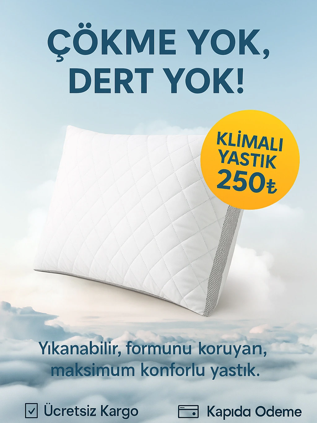 KLİMALI YASTIK 1.SINIF MİKRO ( YIKANABİLİR - TERLETMEZ )