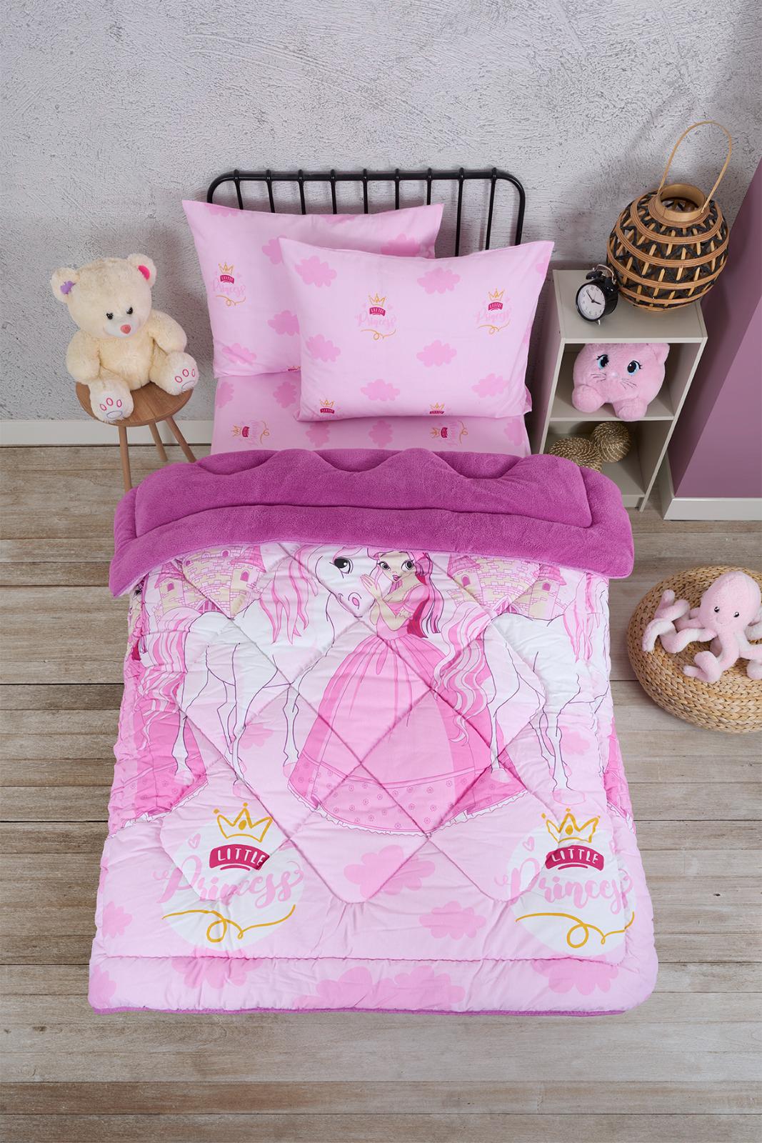 TEK KİŞİLİK 4 PARÇA WELSOFT UYKU SETİ POLARLI POFUDUK / PRENSES TK