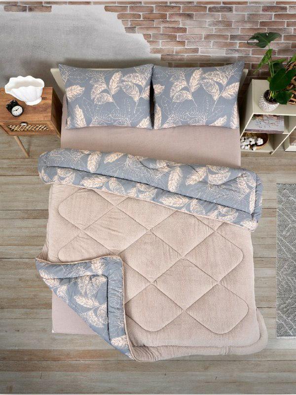 ÇİFT KİŞİLİK 5 PARÇA WELSOFT UYKU SETİ POLARLI POFUDUK / YAPRAK ÇK