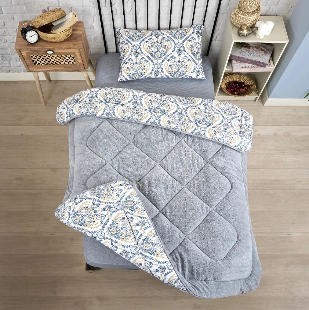 TEK KİŞİLİK 4 PARÇA WELSOFT UYKU SETİ POLARLI / GRİ TK 