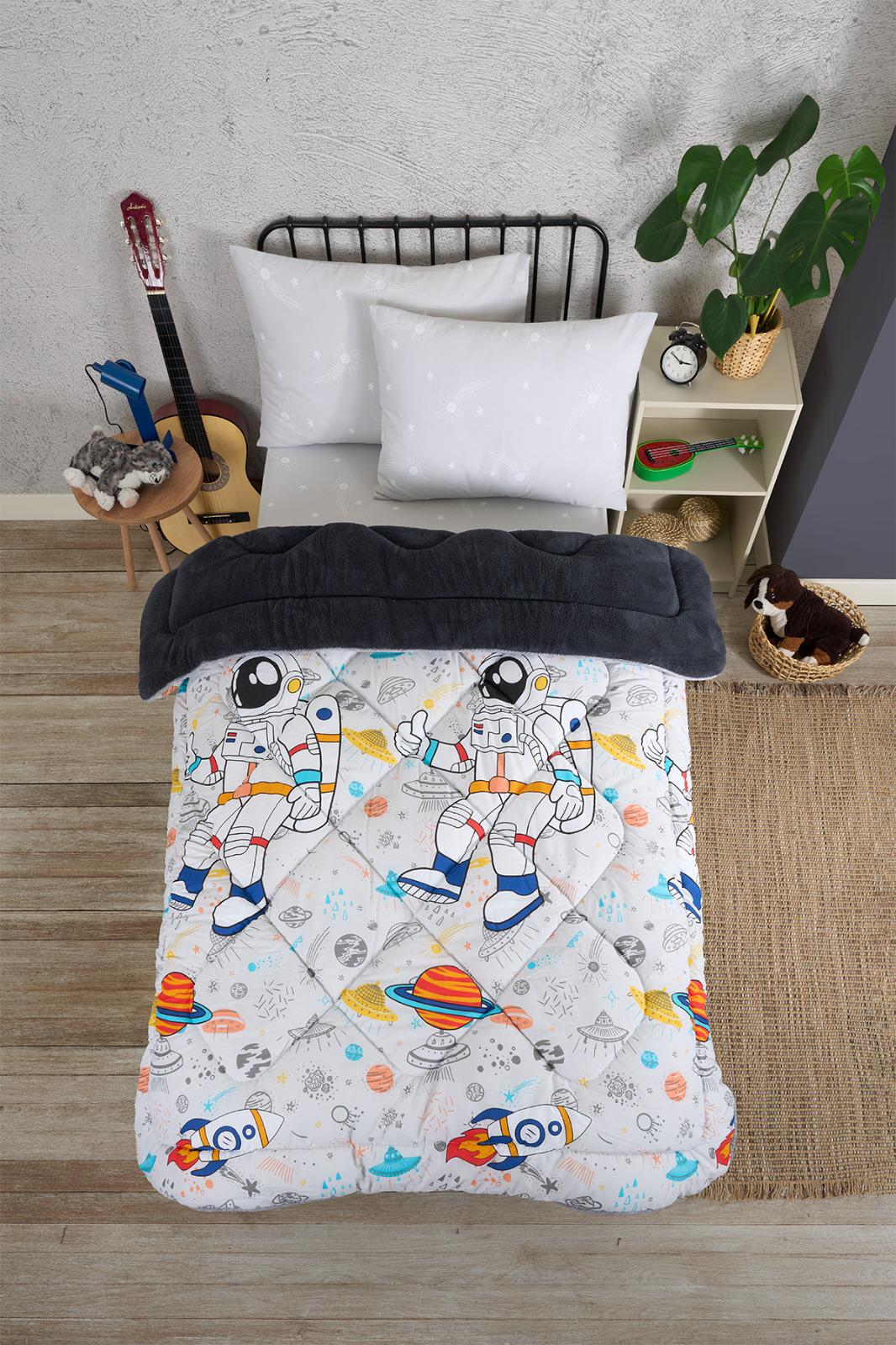 TEK KİŞİLİK 4 PARÇA WELSOFT UYKU SETİ POLARLI POFUDUK / UZAY TK