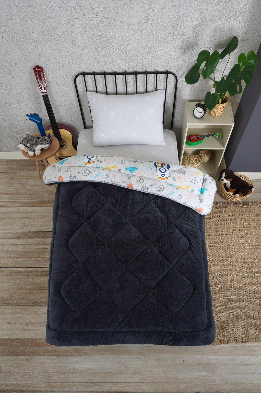 TEK KİŞİLİK 4 PARÇA WELSOFT UYKU SETİ POLARLI POFUDUK / UZAY TK