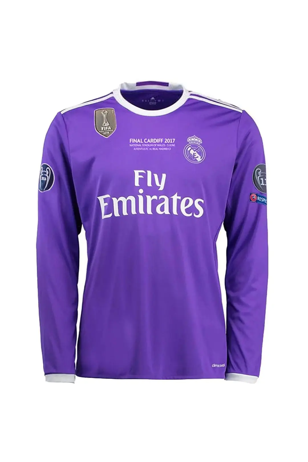 Real Madrid 2017 長袖 ユニフォーム Retro Real Madrid 2017 Deplasman Uzun Kol Şampiyonlar Ligi Finali Maç