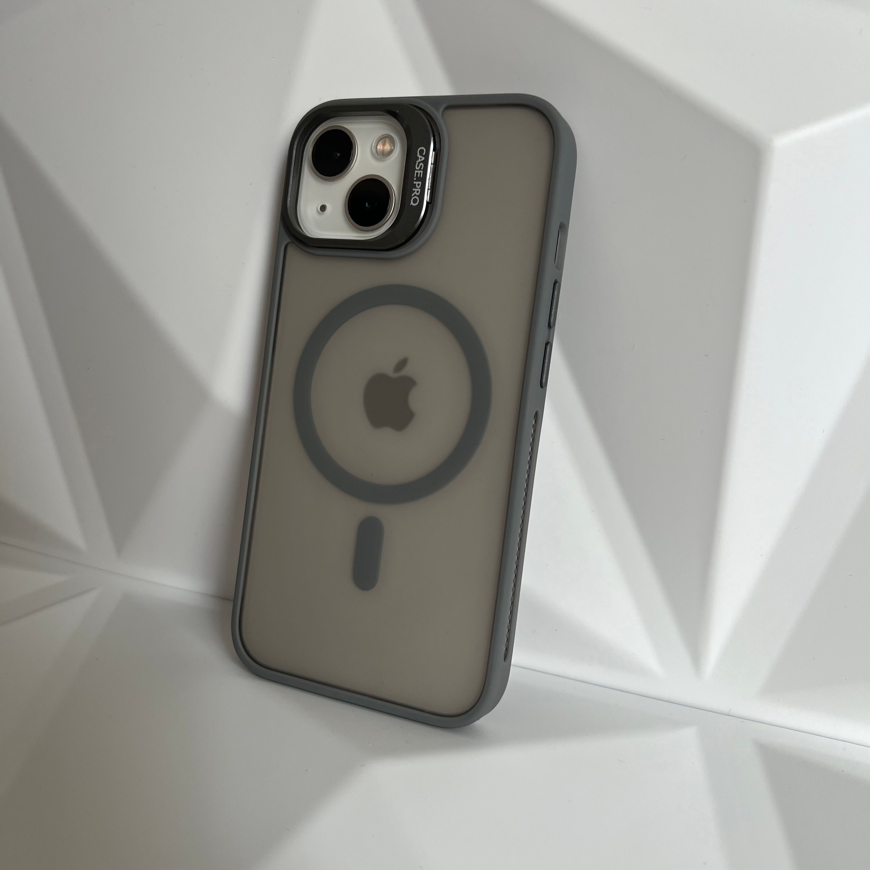 Elite Shield LENSLİ STANDLI MAGSAFE KILIF GRİ