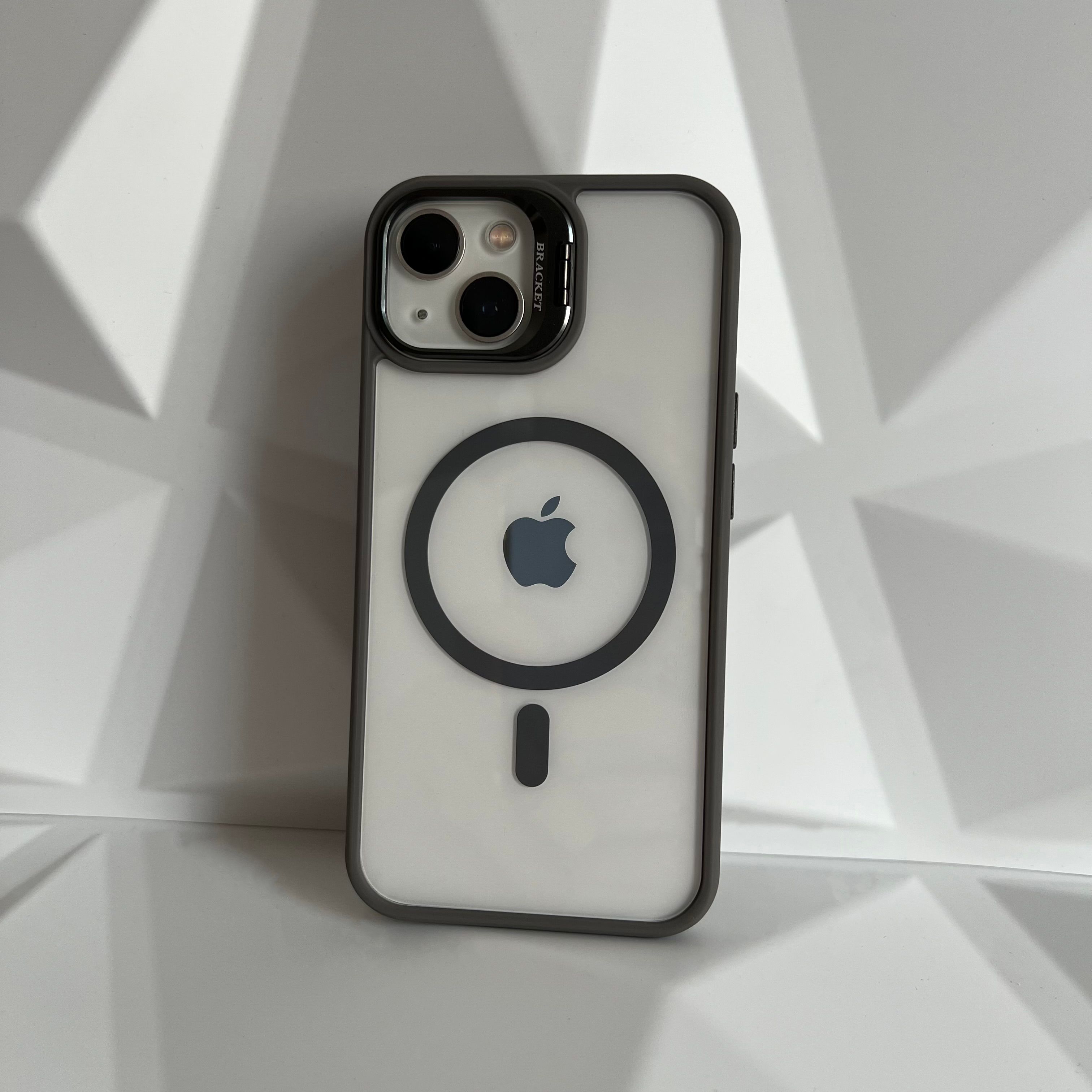 MAGSAFE LENSLİ STANDLI KILIF GRİ