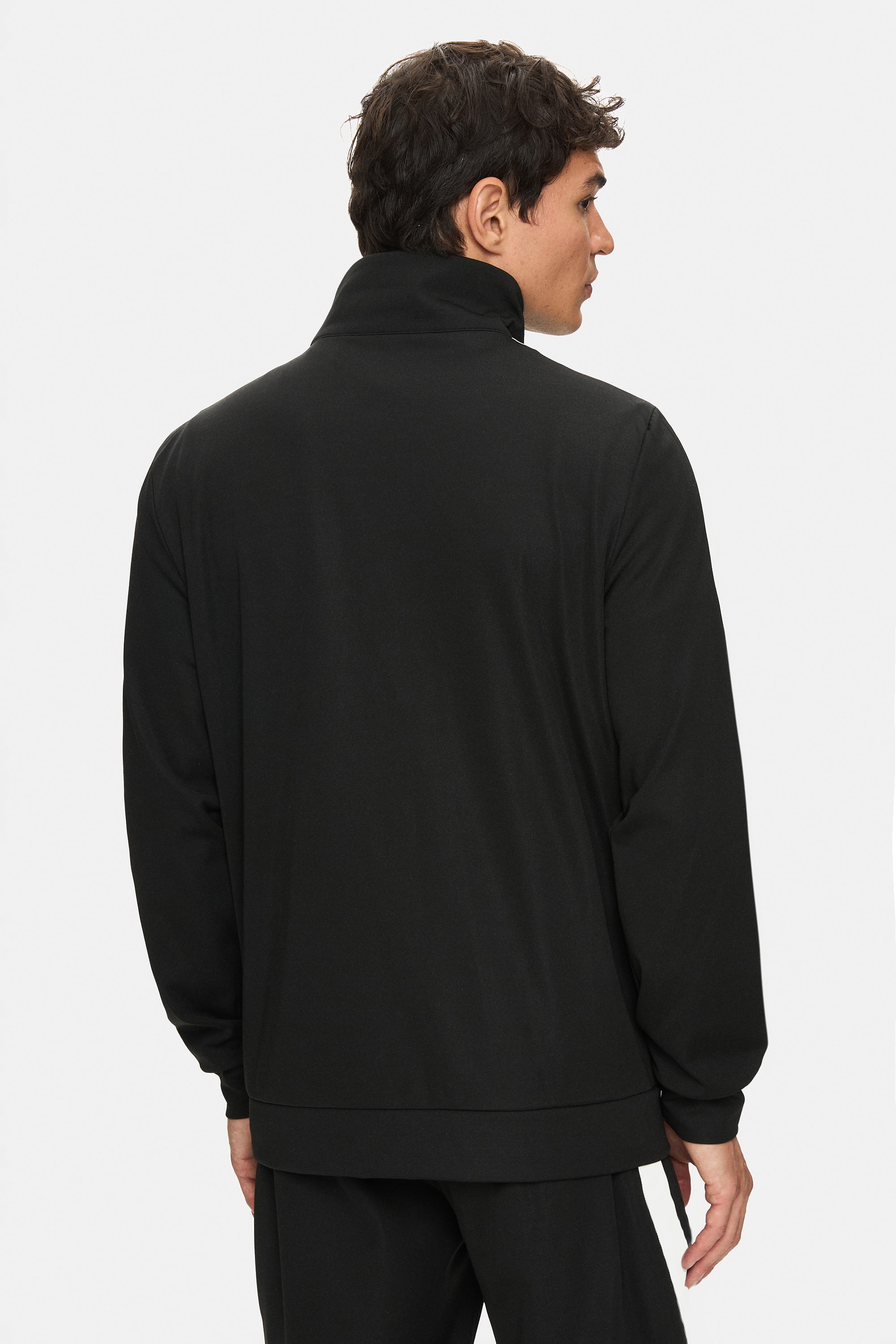 HALSTON Siyah Fermuarlı ve Cepli Baskılı Standard Fit Erkek Sweatshirt