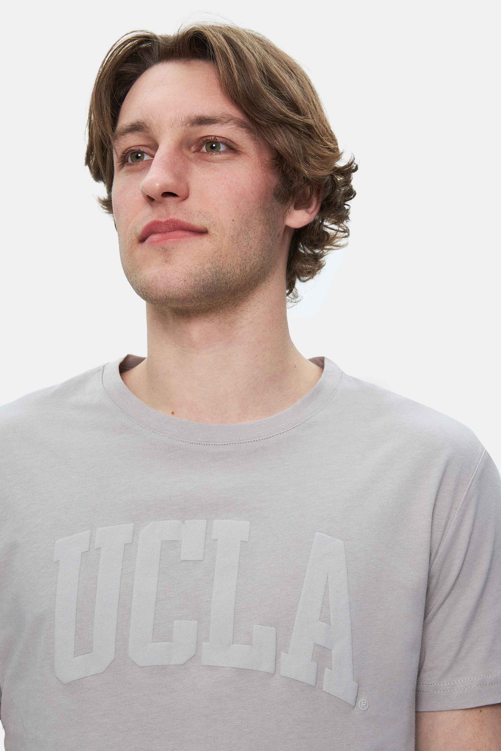 CULVER Gri Bisiklet Yaka Baskılı Standard Fit Erkek Tshirt