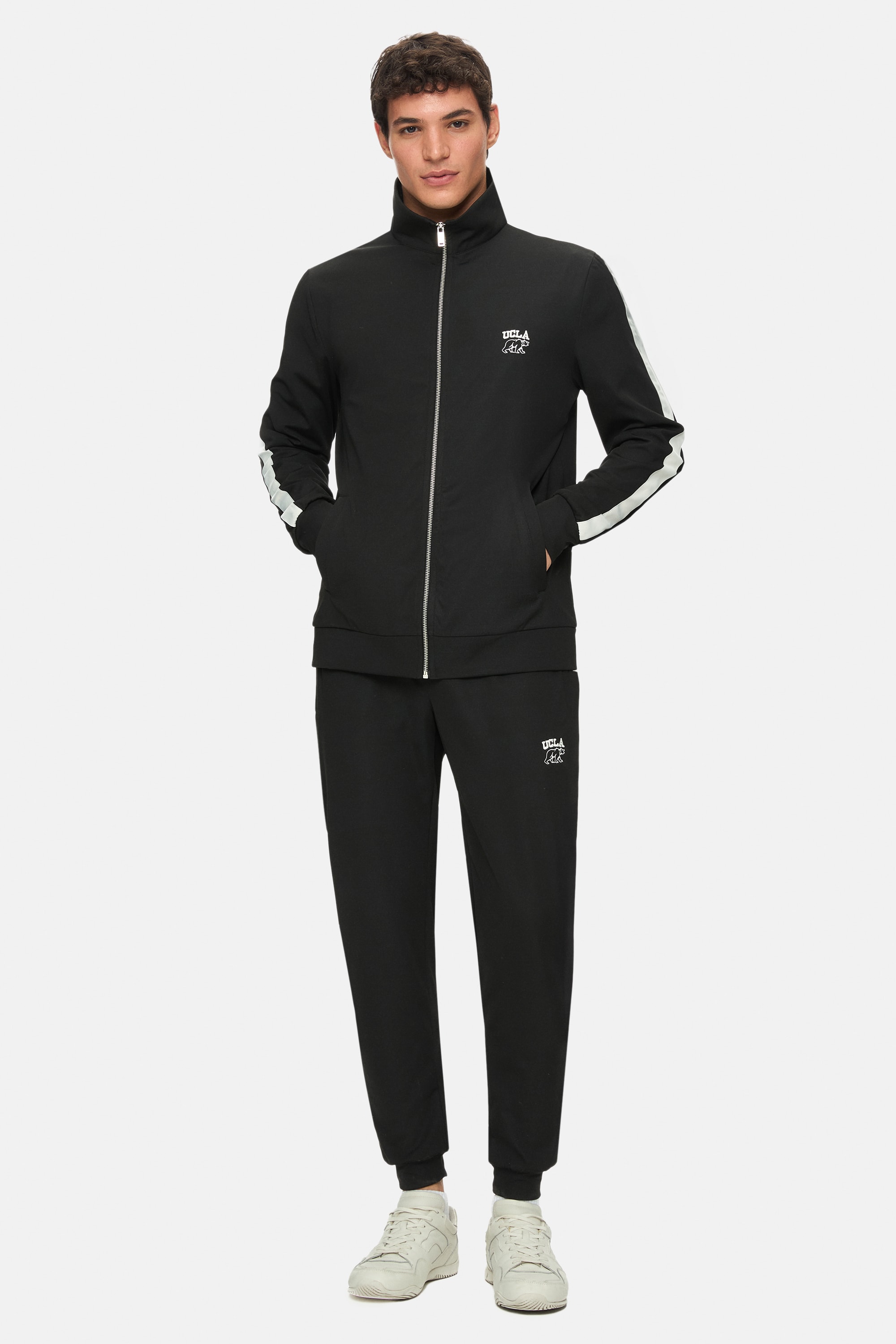 HALSTON Siyah Fermuarlı ve Cepli Baskılı Standard Fit Erkek Sweatshirt