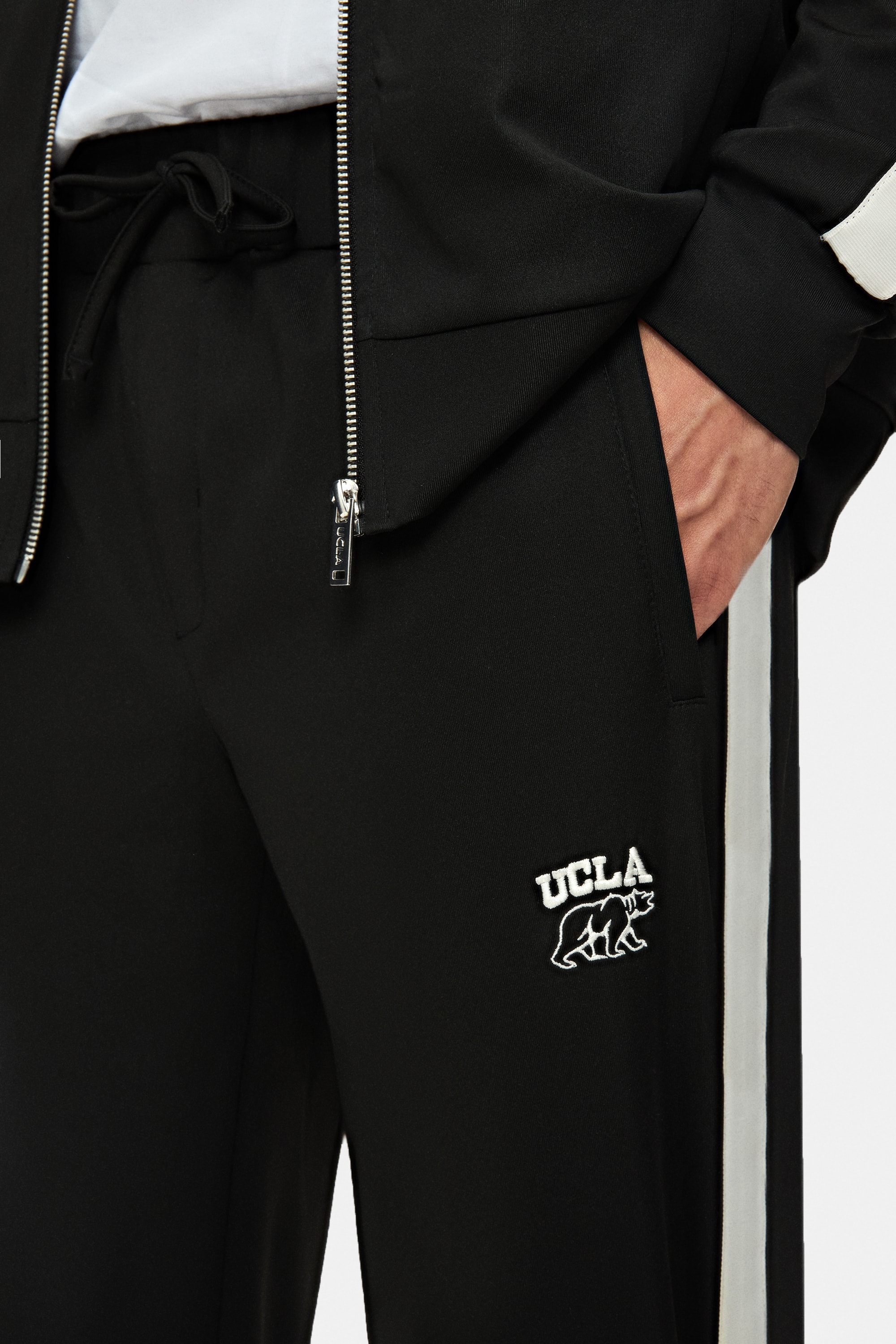 SALVADOR Siyah Daralan Kesim Paçası Lastikli Baskılı Standard Fit Erkek Eşofman Alt