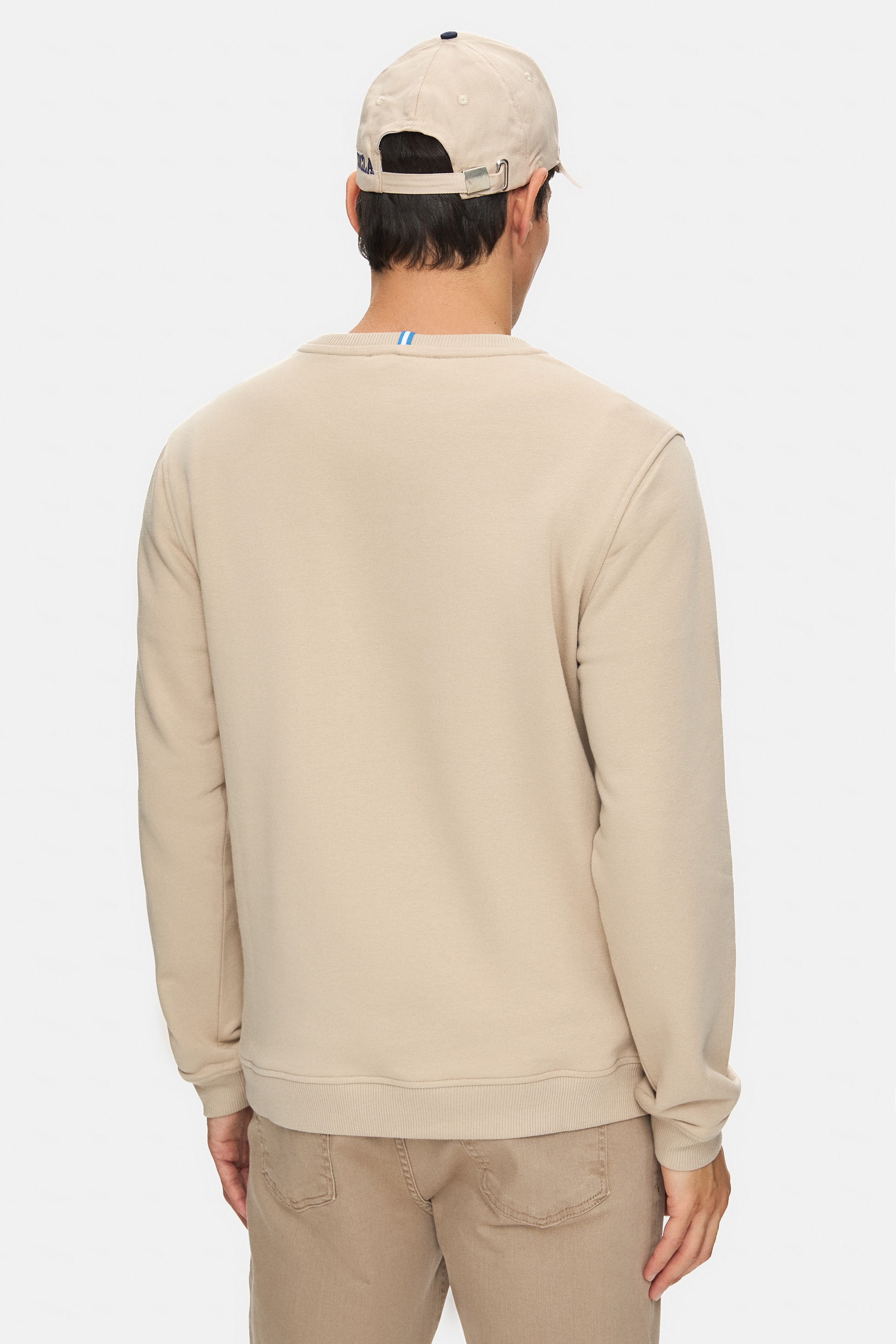 VALLEY Koyu Bej Bisiklet Yaka Baskılı Standard Fit Erkek Sweatshirt