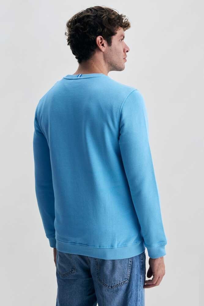 VALLEY Mavi Bisiklet Yaka Baskılı Standard Fit Erkek Sweatshirt