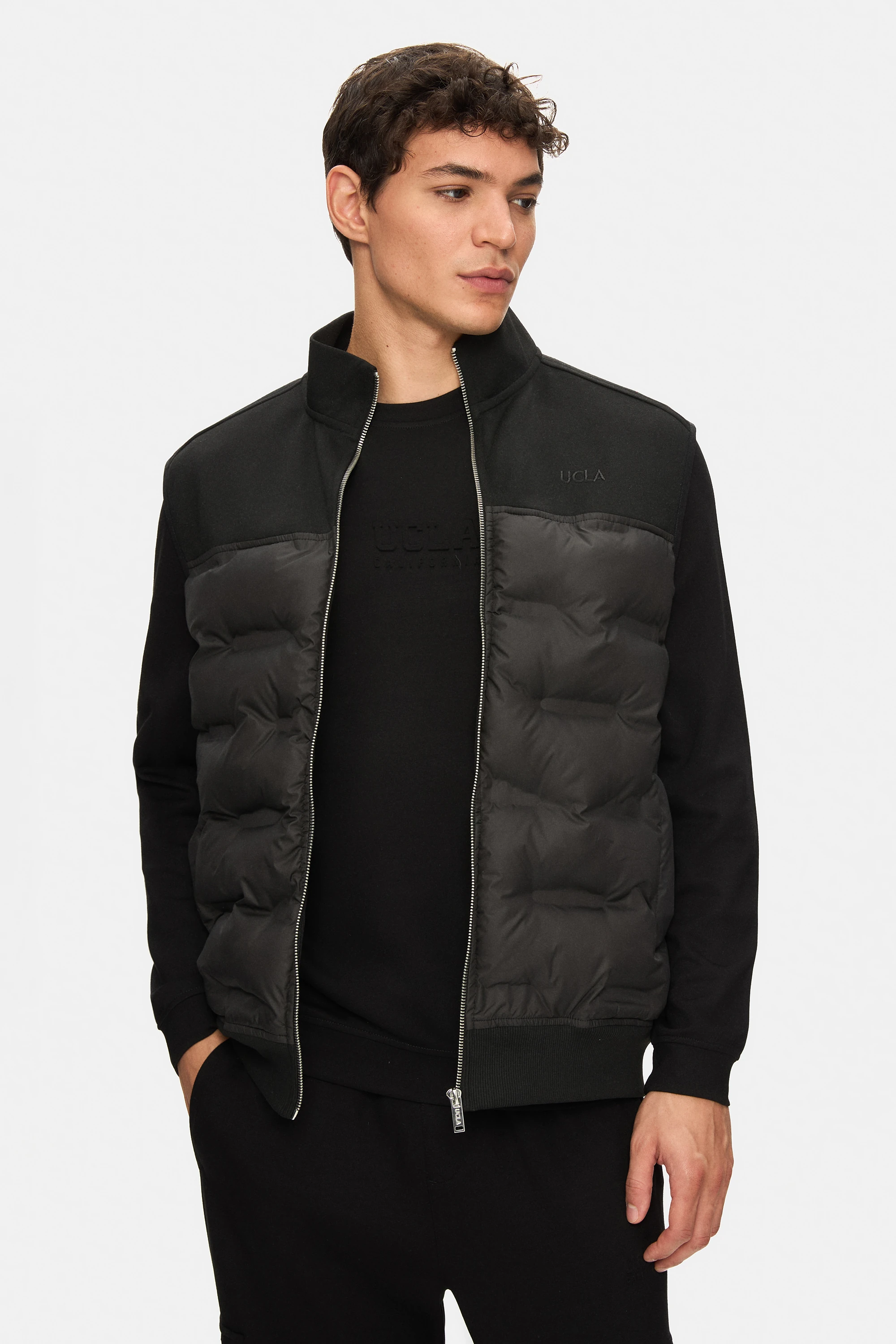 MATHIAS Siyah Fermuarlı ve Cepli Scuba Kumaş Standard Fit Erkek Yelek