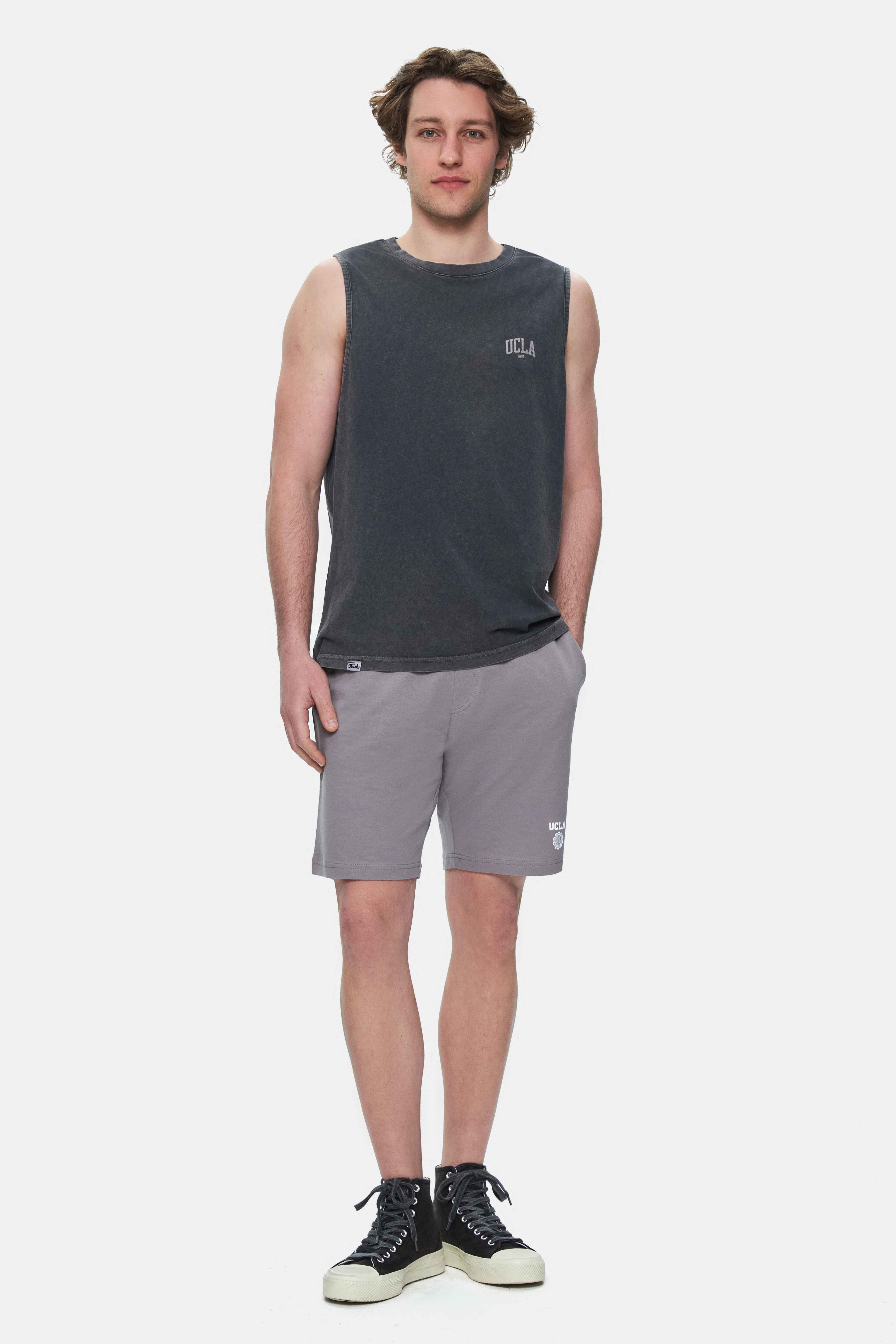 ELTON Siyah Bisiklet Yaka Sıfır Kol Yıkamalı Baskılı Oversize Erkek Tshirt