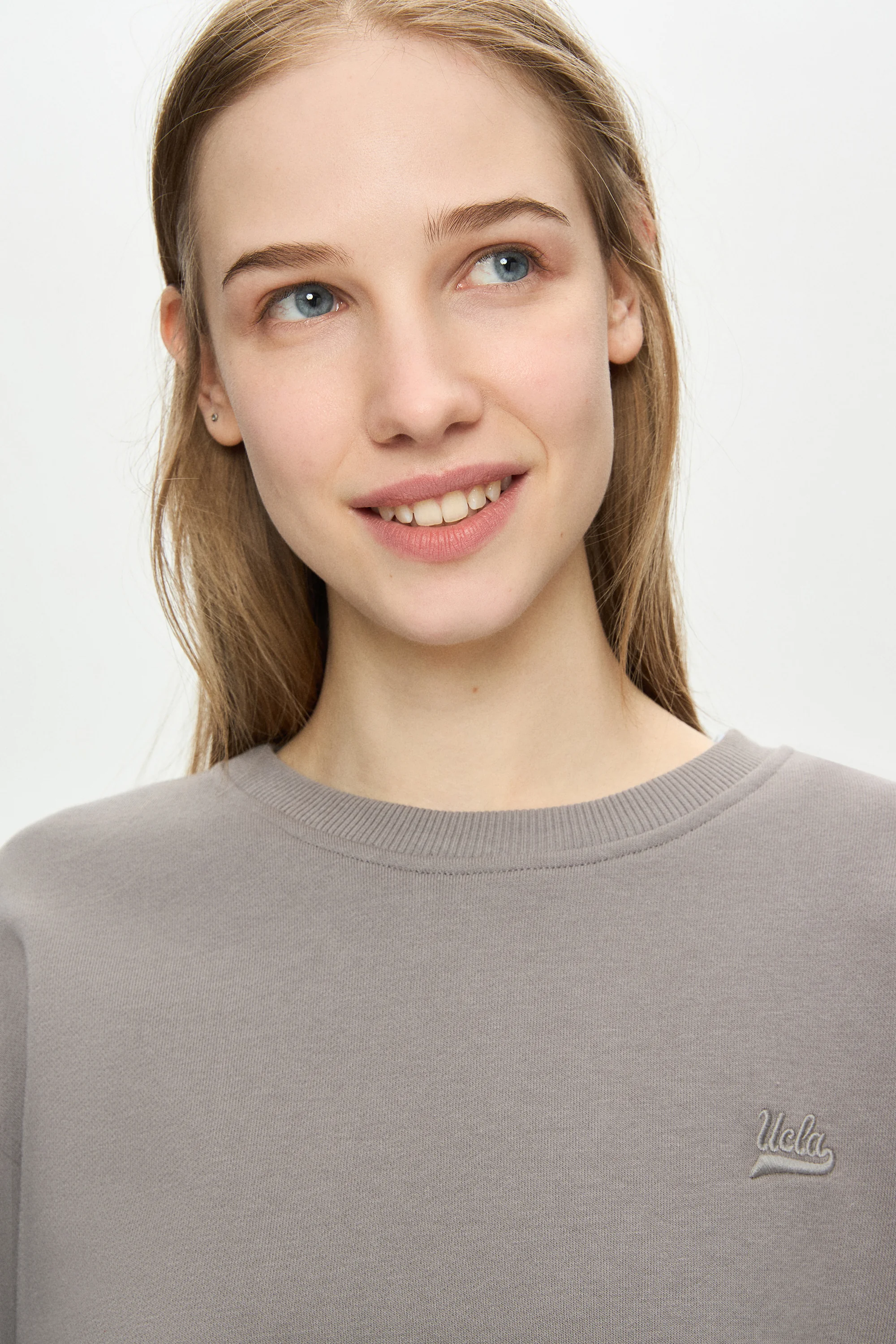 SUNNIVA Grafit Bisiklet Yaka Nakışlı Loose Fit Kadın Sweatshirt