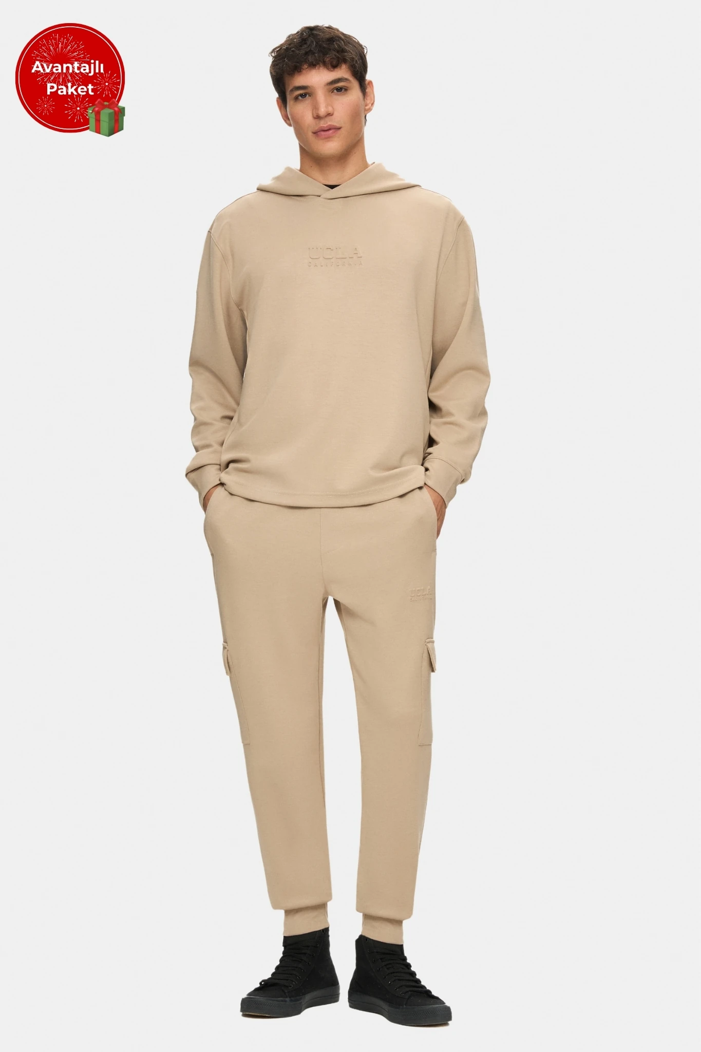 WINFREY-DALEY Koyu Bej Gofre Baskılı Modal Kumaş Standard Fit Erkek Takım