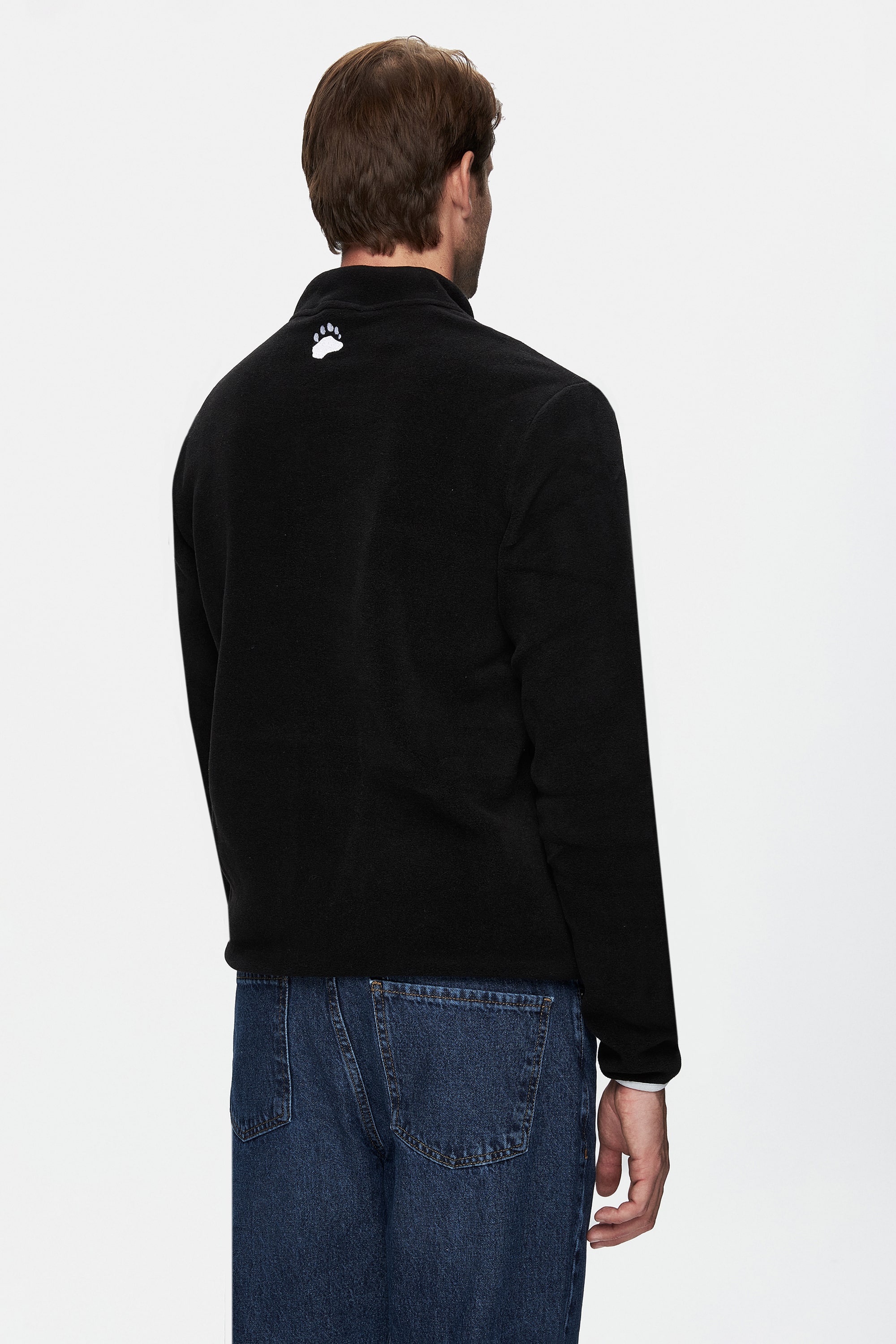 CORNING Siyah Yarım Fermuarlı Nakışlı Polar Dik Yaka Standard Fit Erkek Sweatshirt