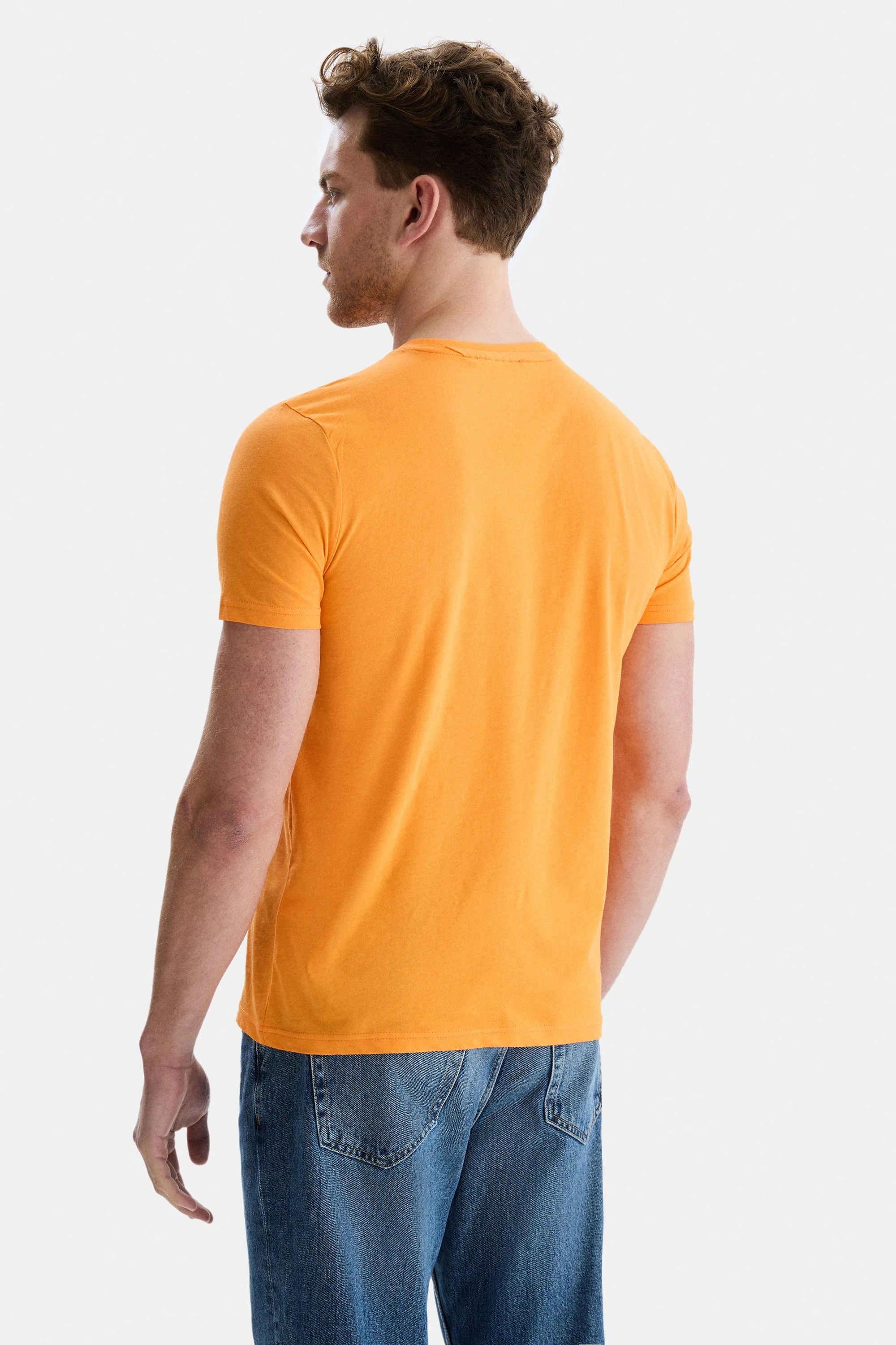 CULVER Turuncu Bisiklet Yaka Baskılı Standard Fit Erkek Tshirt