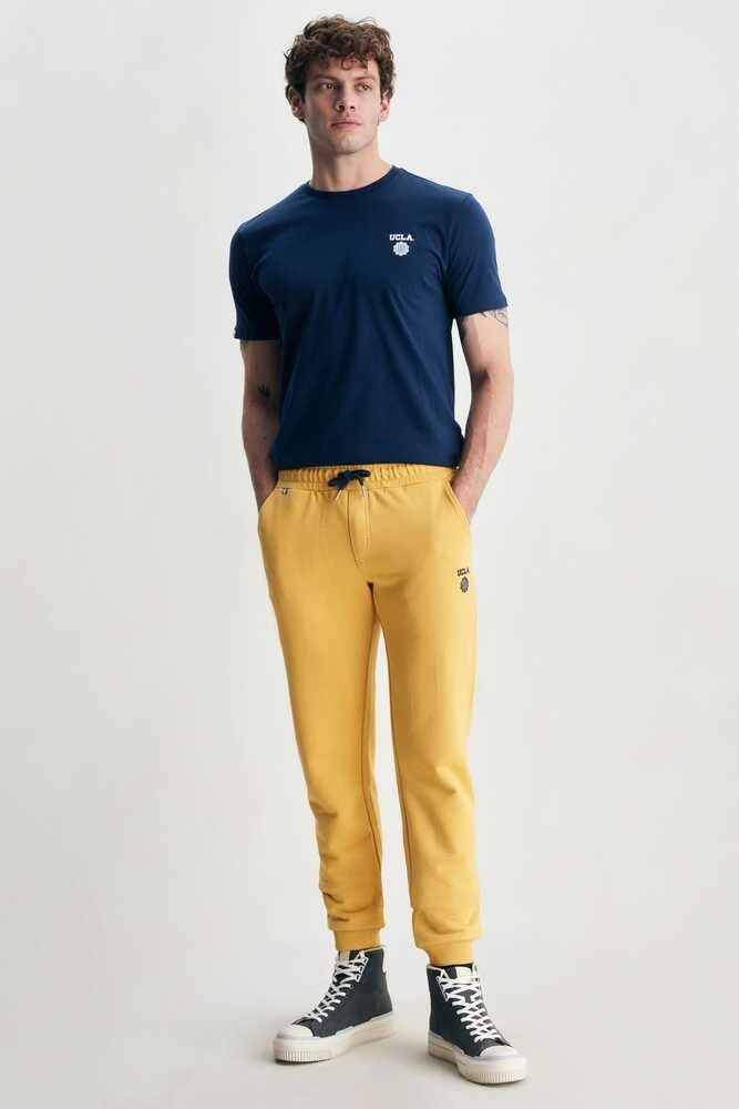 LUSKIN Sarı Daralan Kesim Baskılı Standard Fit Erkek Eşofman Altı