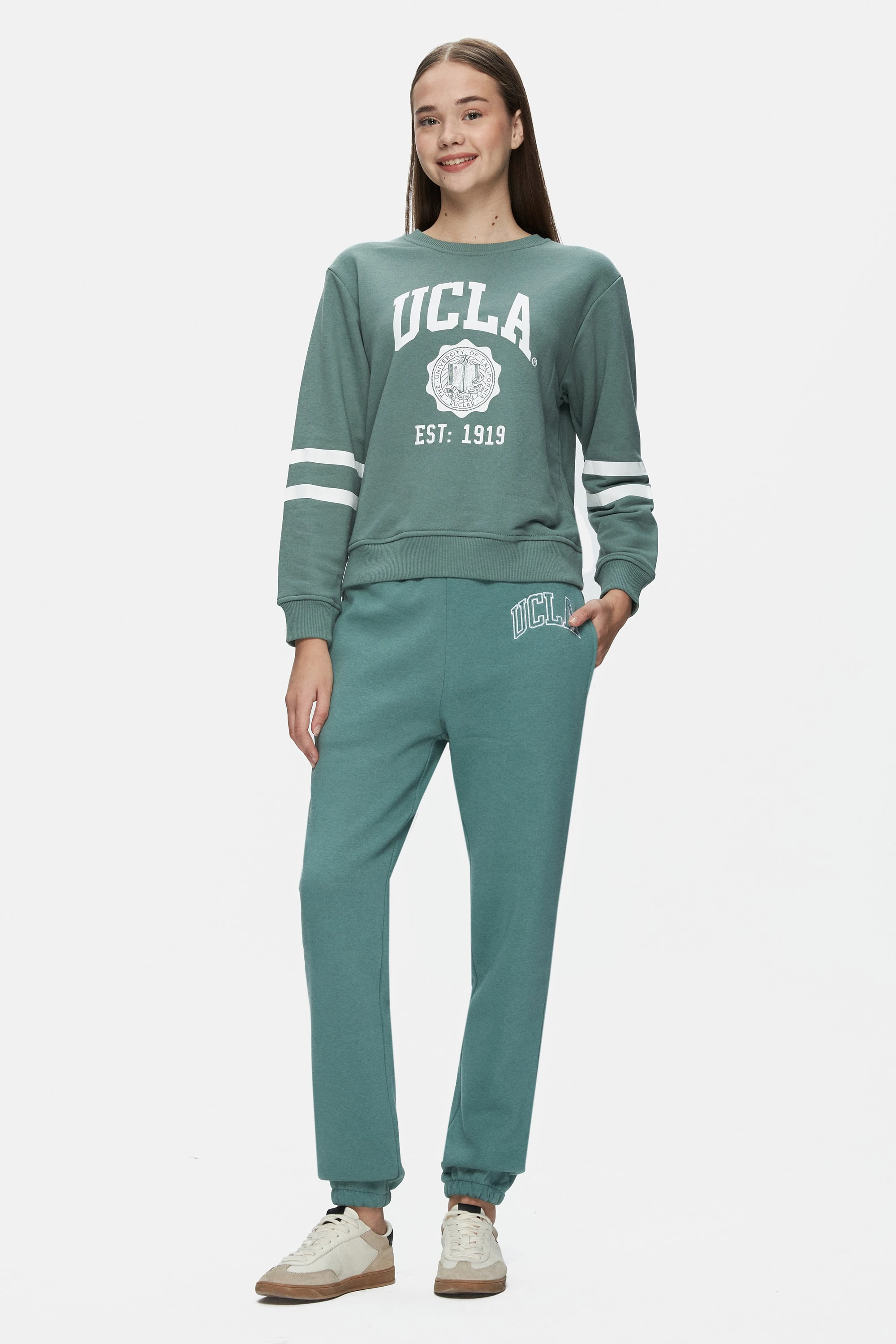 JULES Yeşil Rahat Paça Nakışlı Şardonlu Standard Fit Kadın Eşofman Altı