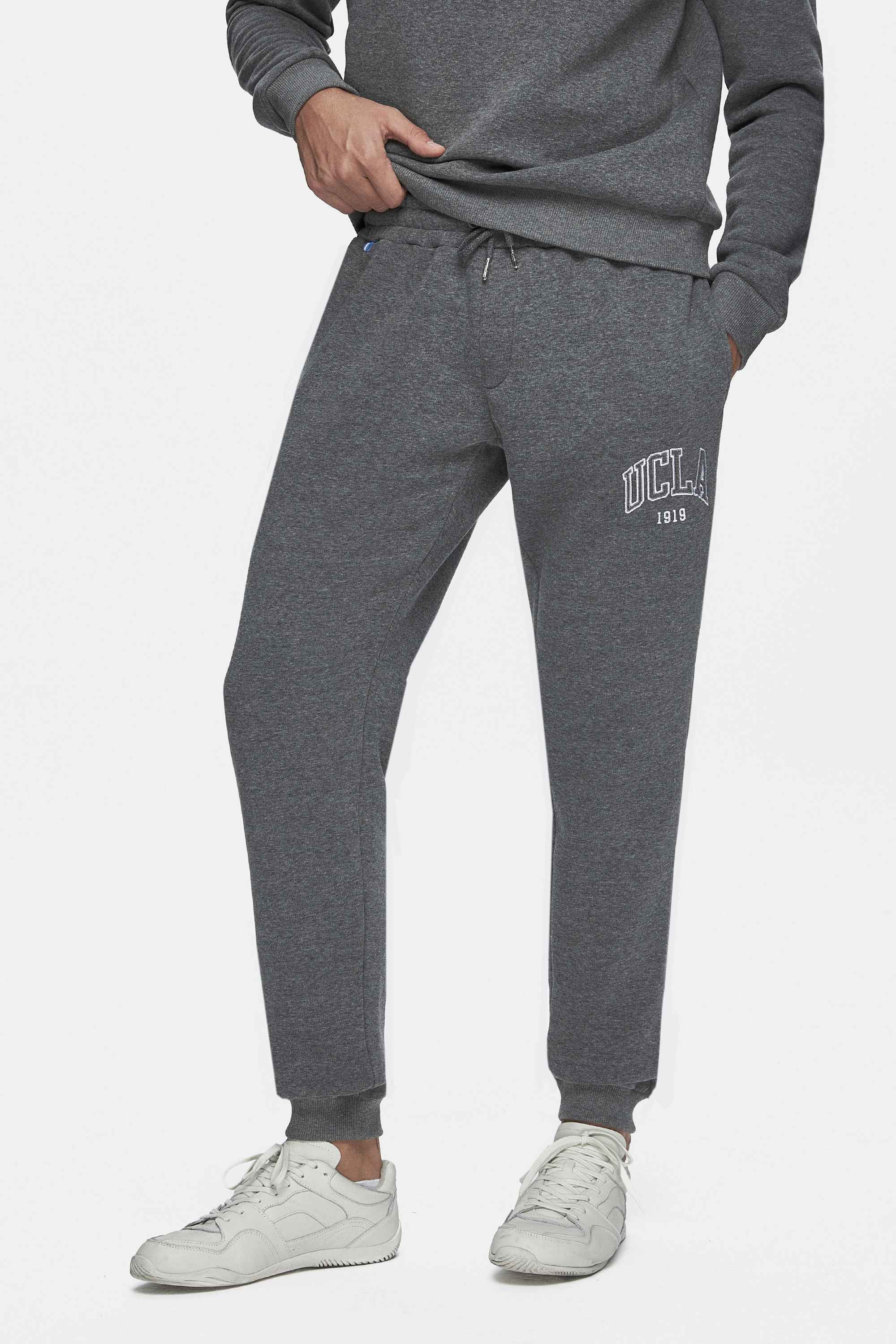 OTTO Koyu Gri Rahat Paça Nakışlı Standard Fit Erkek Eşofman Altı