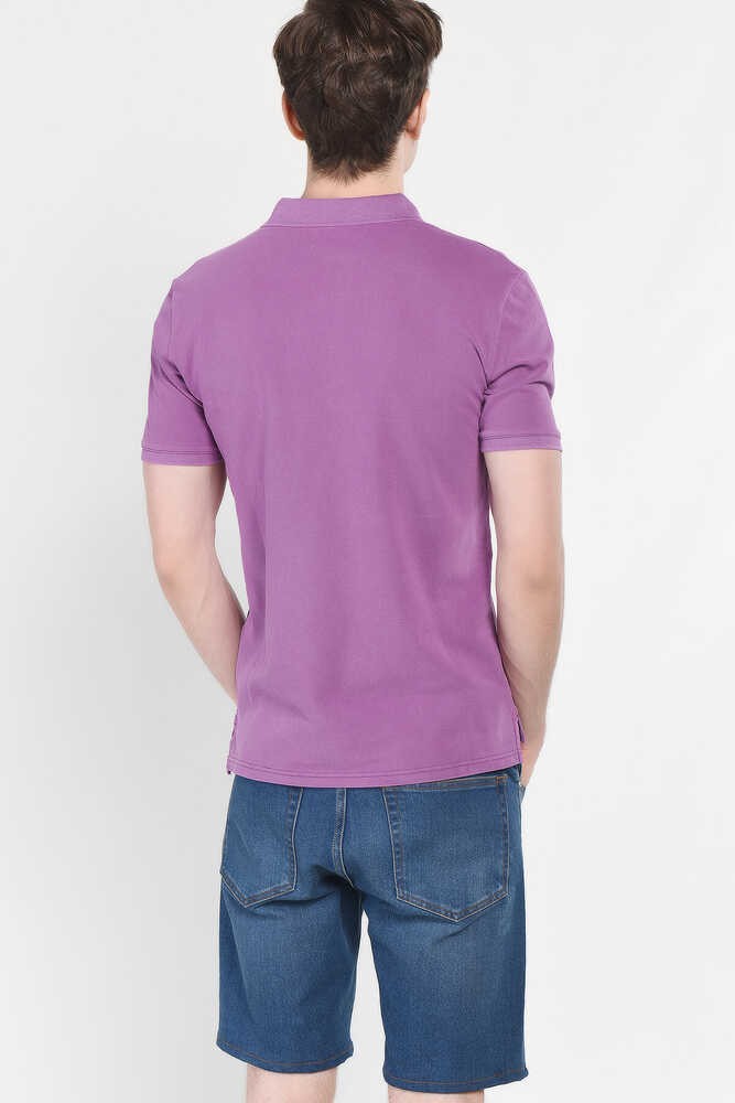 GERARD Mor Polo Yaka Nakışlı Standard Fit Erkek Tshirt