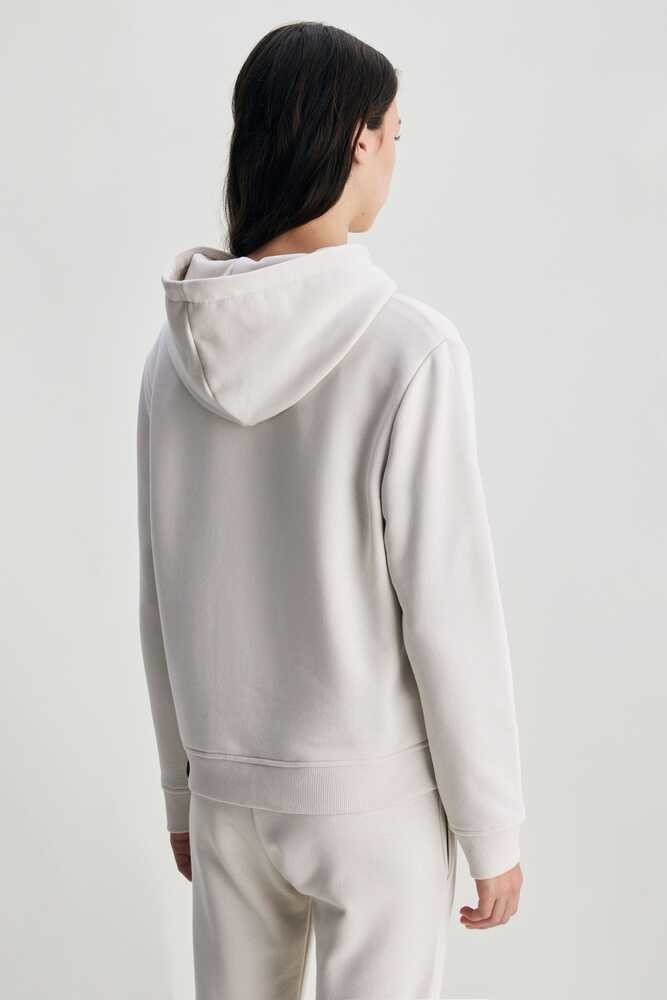 DEBORAH Bej Kapüşonlu Nakışlı Standard Fit Kadın Sweatshirt