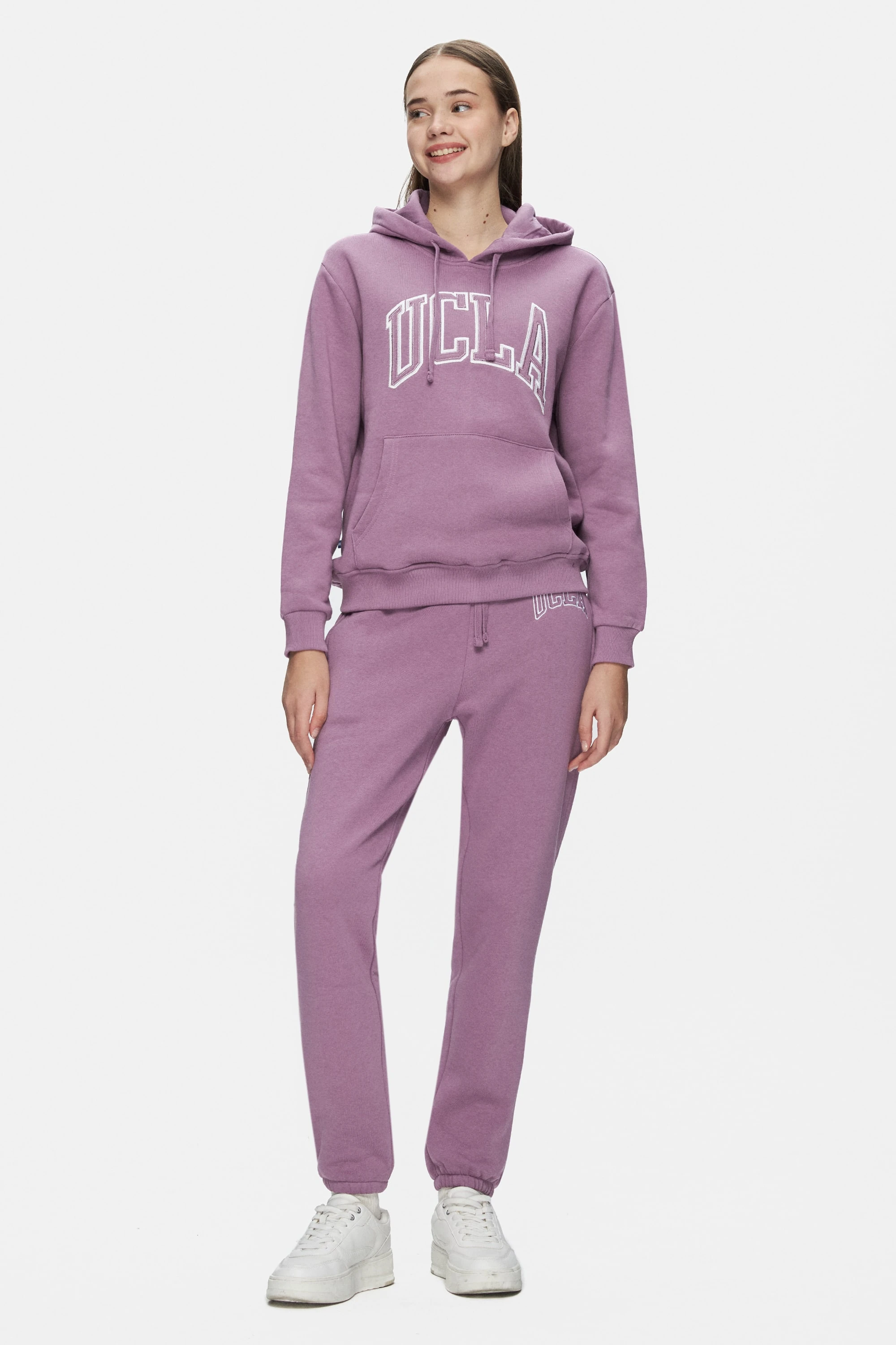 JULES Mor Rahat Paça Nakışlı Şardonlu Standard Fit Kadın Eşofman Altı