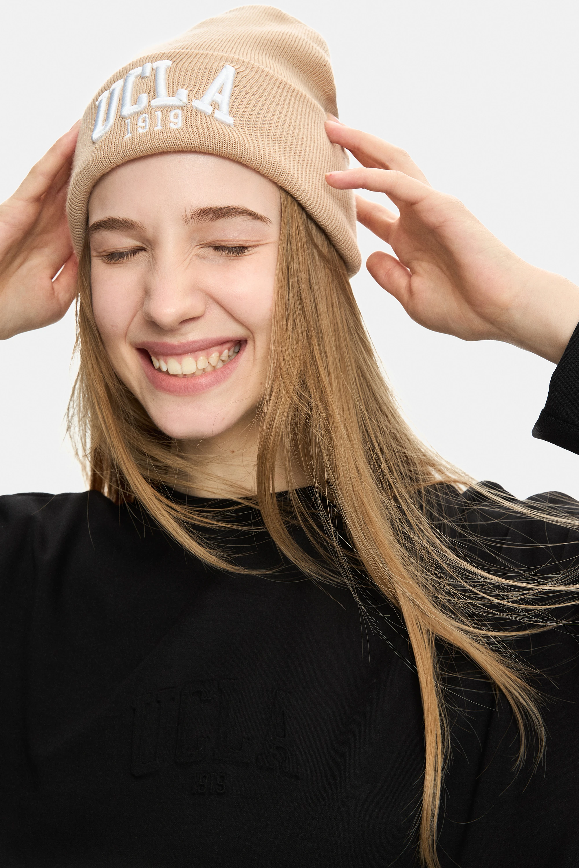 LANITA Bej Bere Nakışlı - Unisex Bere