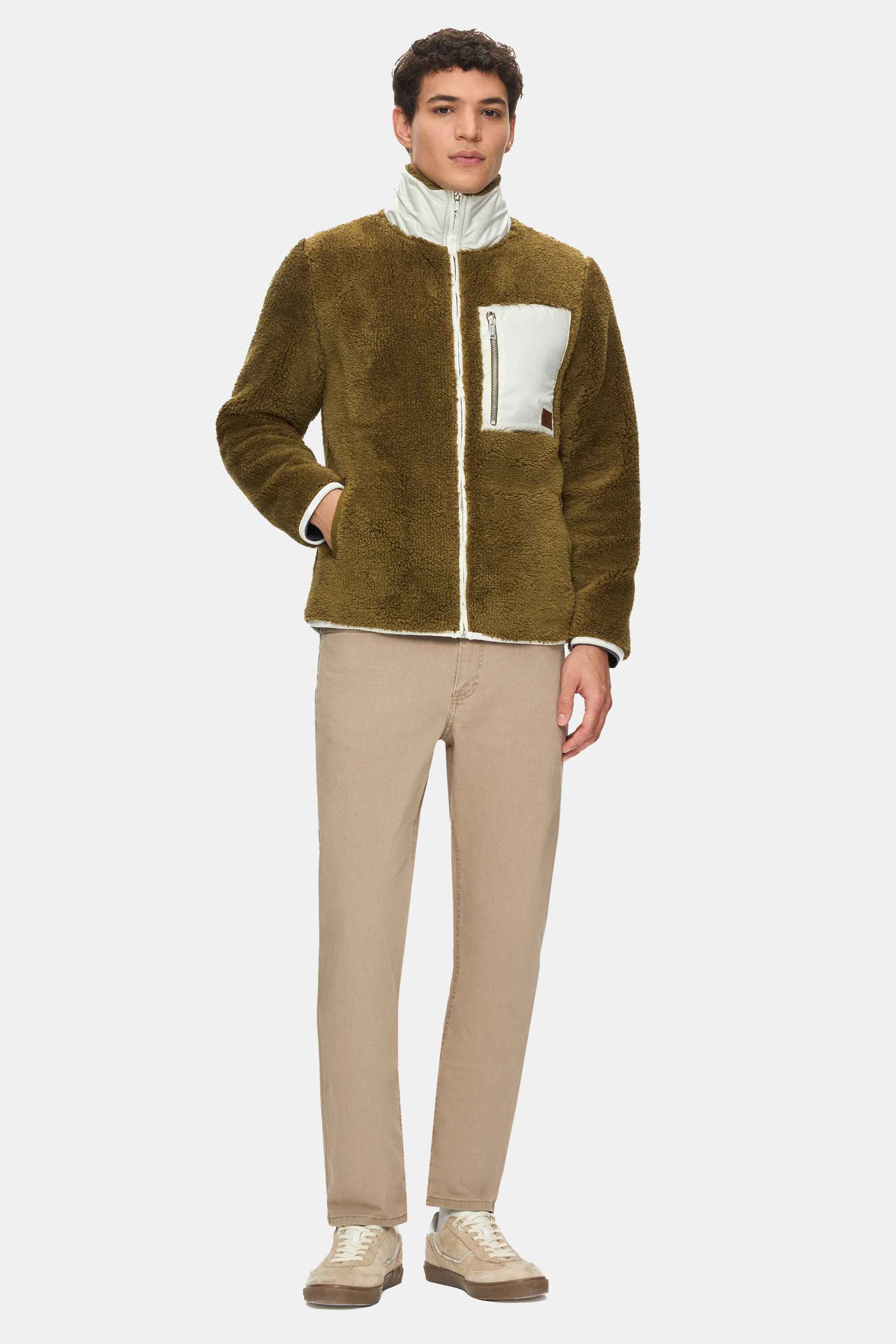 SINEAD Koyu Yeşil Kıvırcık Polar Standard Fit Erkek Ceket