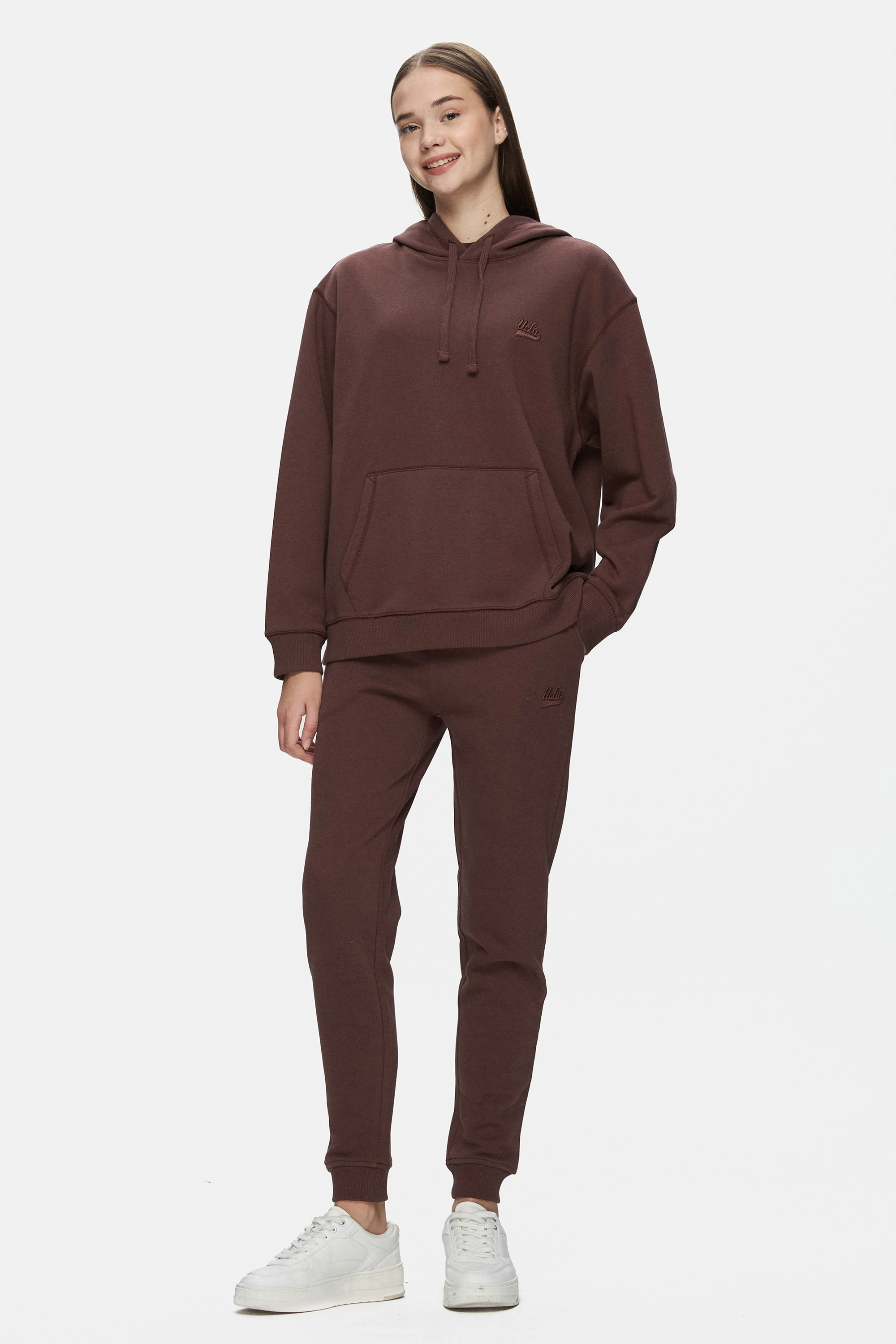 JATAVIA Koyu Kahve Paçası Lastikli Nakışlı Standard Fit Kadın Eşofman Altı