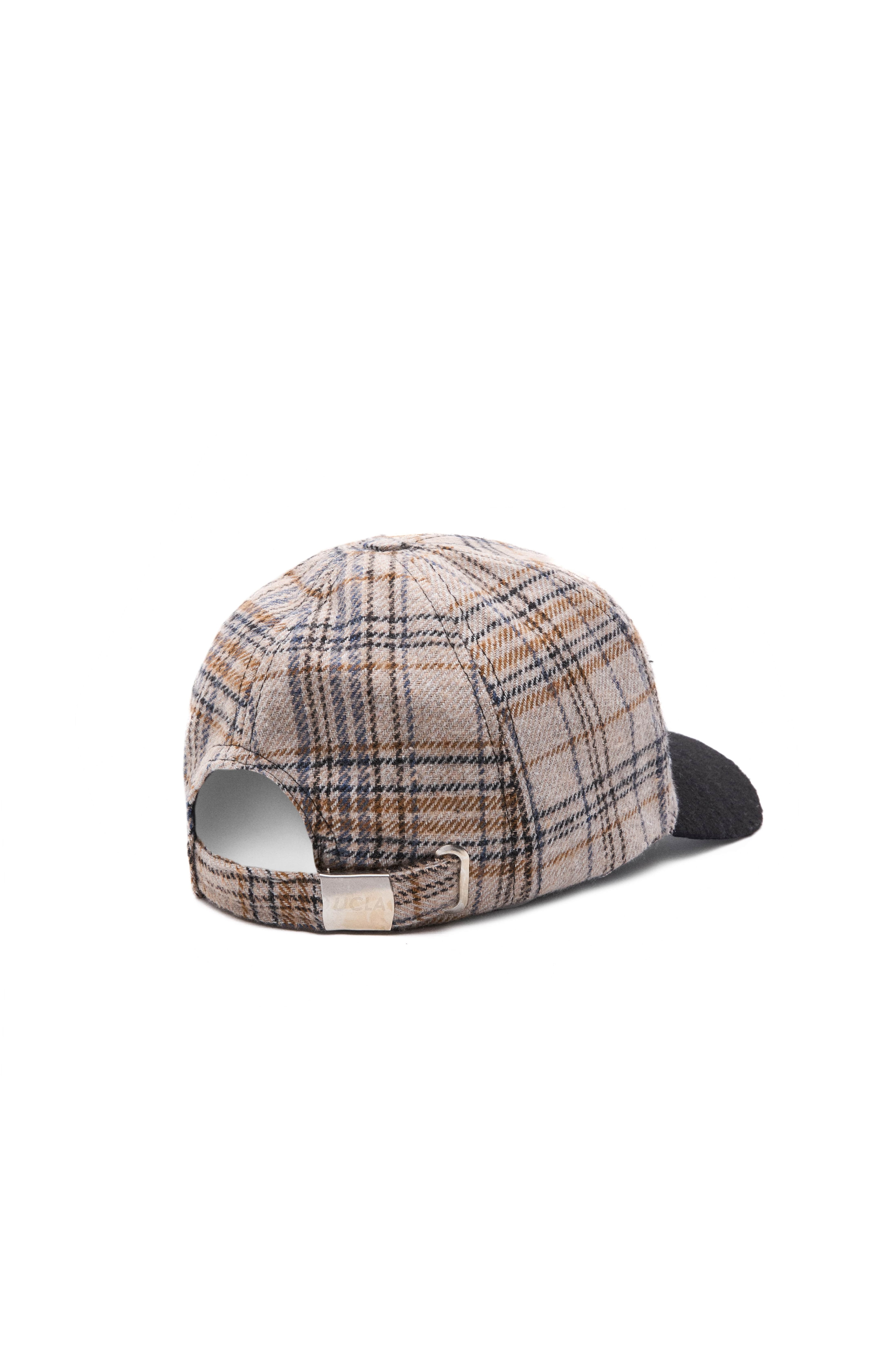 JERMAINE Sütlü Kahve Baseball Cap Ekoseli Kaşe Nakışlı ve Metal Tokalı Standard Fit Unisex Şapka