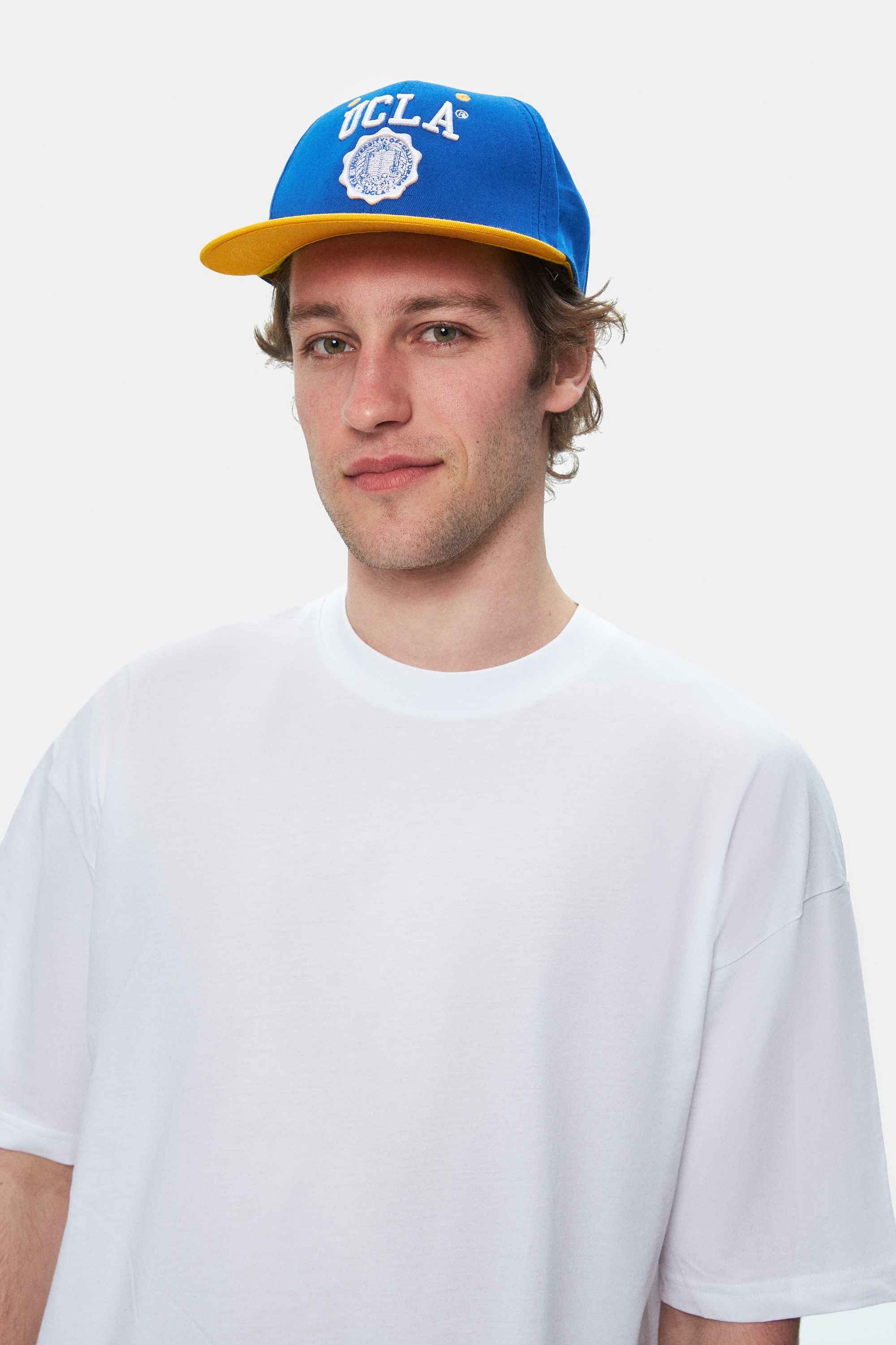 ROSCOE Beyaz Bisiklet Yaka Baskılı Oversize Erkek Tshirt