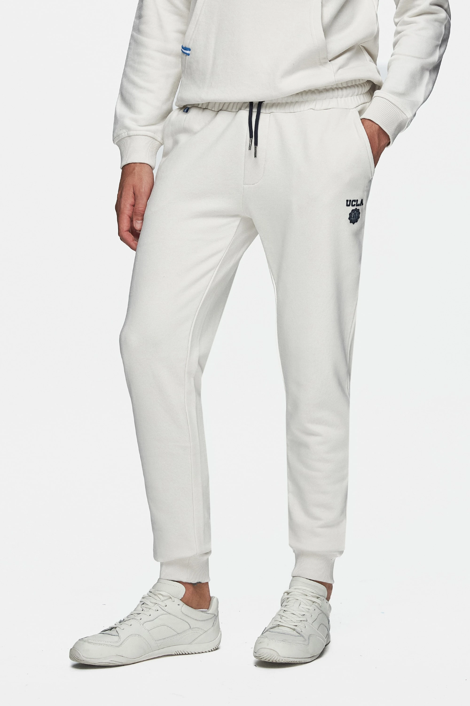 LUSKIN Bej Daralan Kesim Baskılı Standard Fit Erkek Eşofman Altı