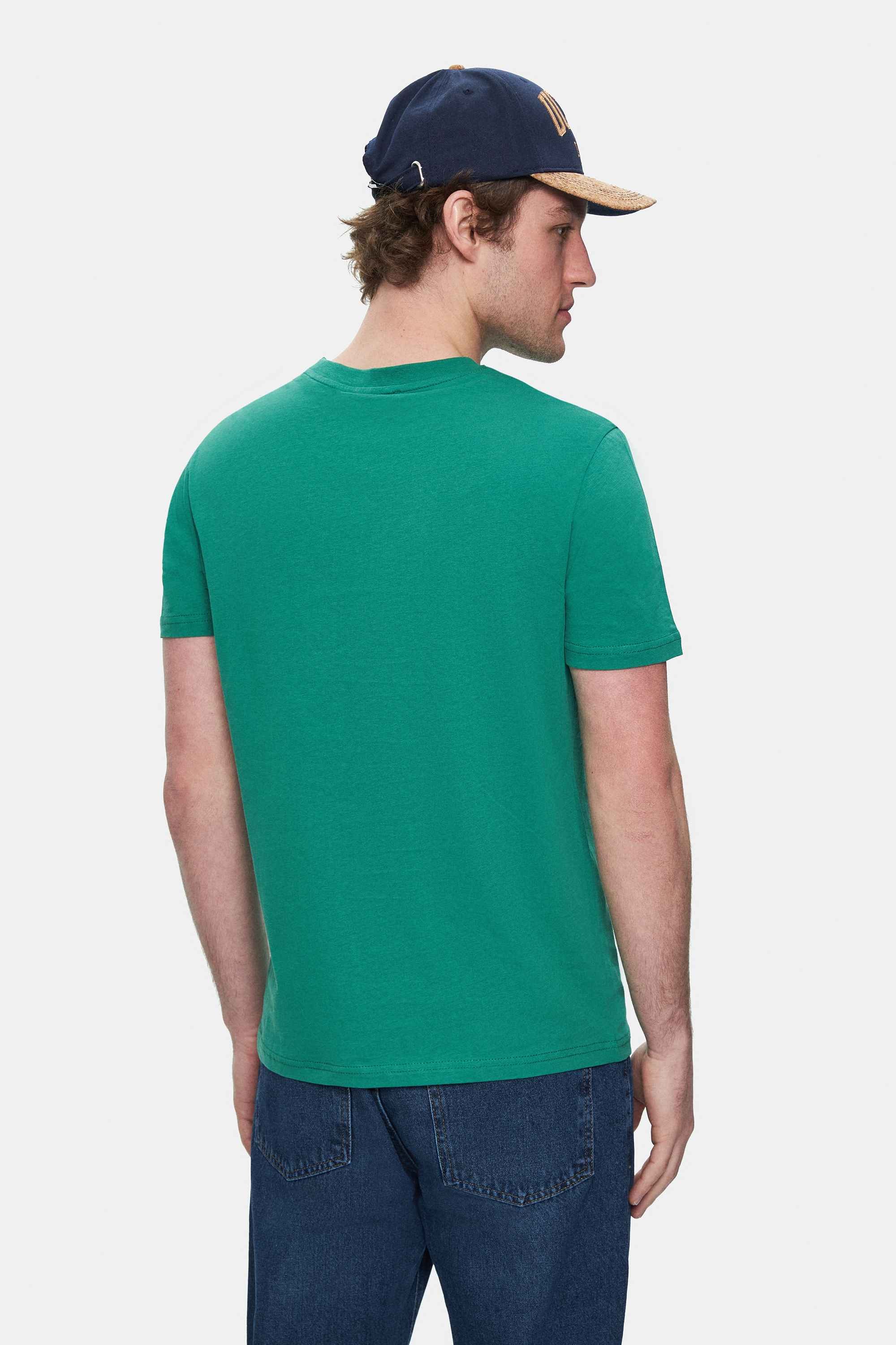 BASS Yeşil Bisiklet Yaka Baskılı Standard Fit Erkek Tshirt
