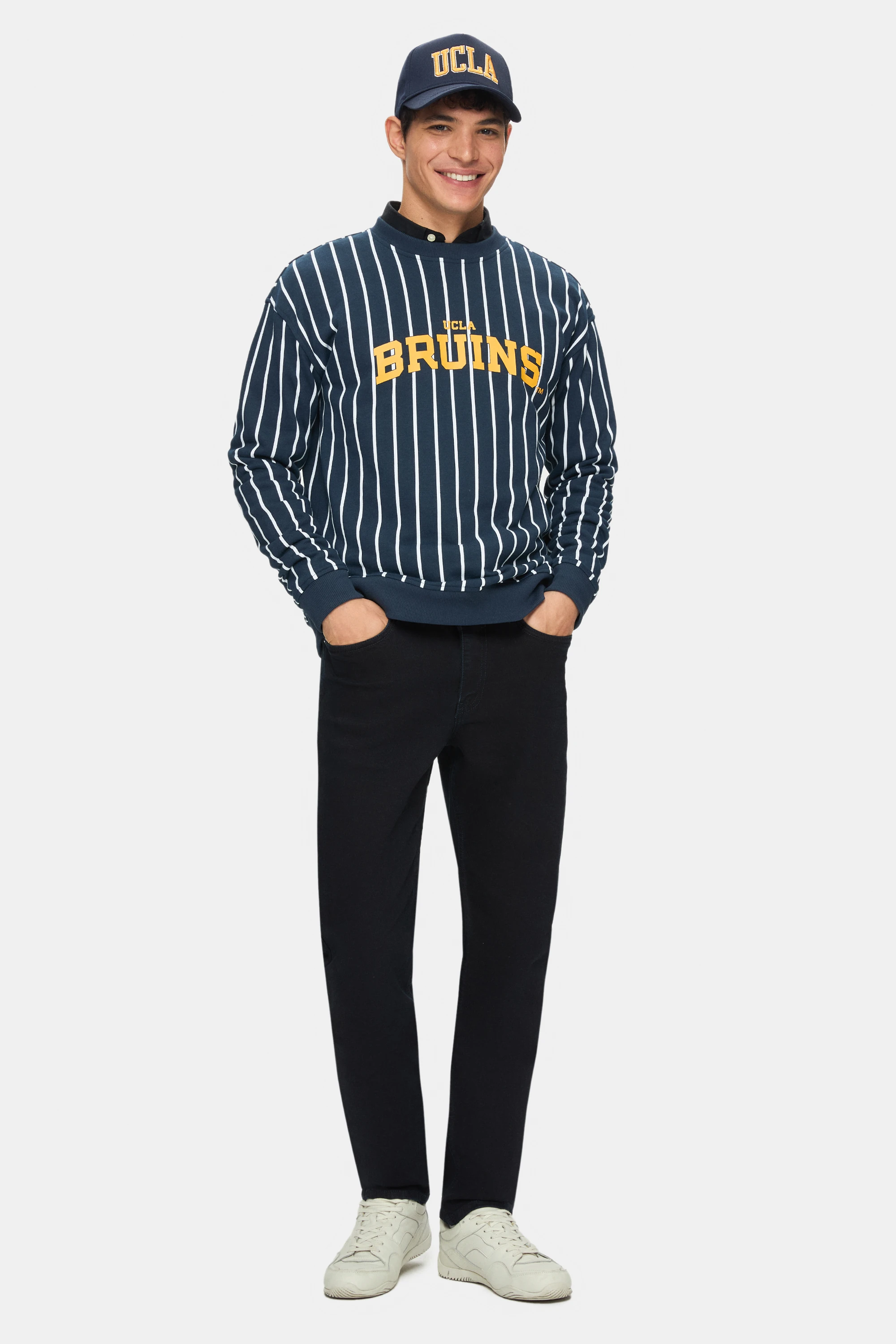 NELLY Lacivert Bisiklet Yaka Baskılı Oversize Fit Erkek Sweatshirt