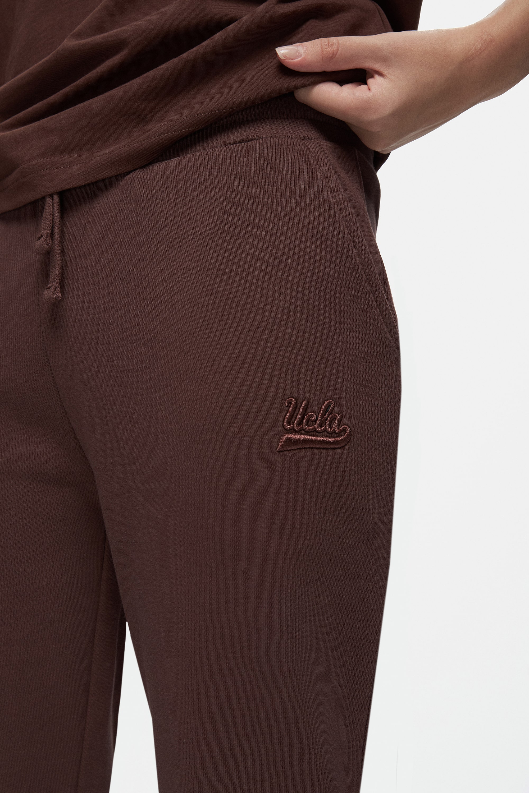 JATAVIA Kahve Paçası Lastikli Nakışlı Standard Fit Kadın Eşofman Altı