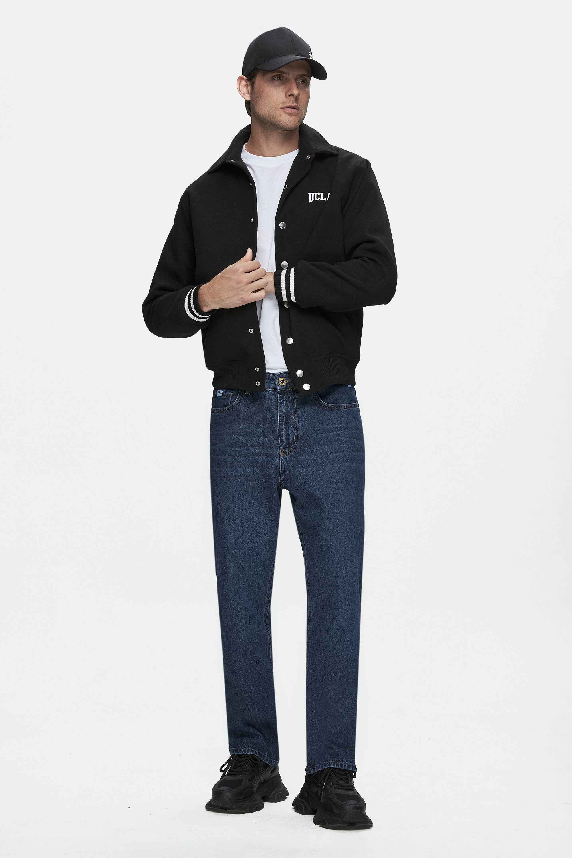 KEANE Siyah Kaşe Kolej Ceket Çıtçıtlı Standard Fit Erkek Ceket