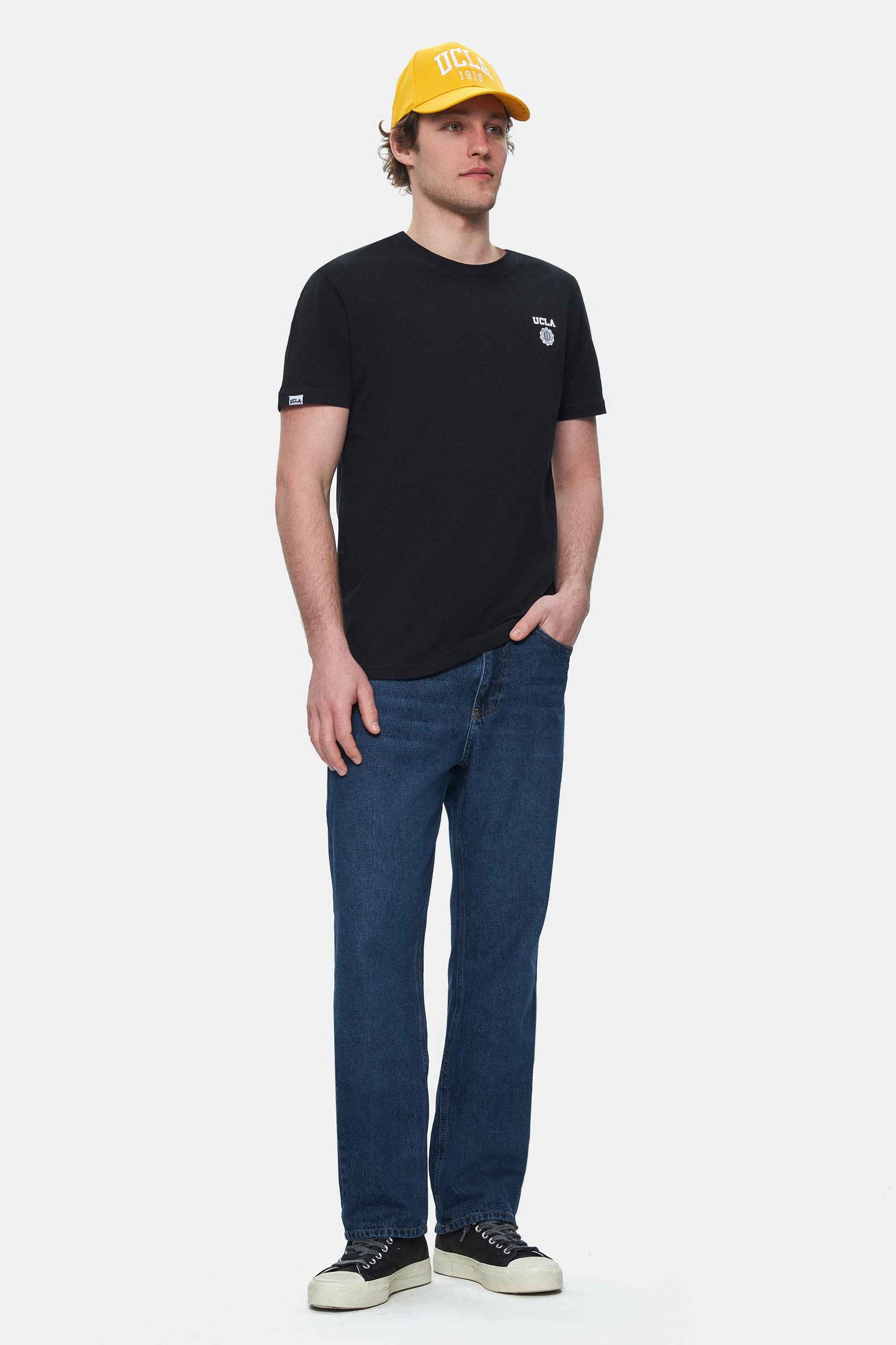 BASS Siyah Bisiklet Yaka Baskılı Standard Fit Erkek Tshirt