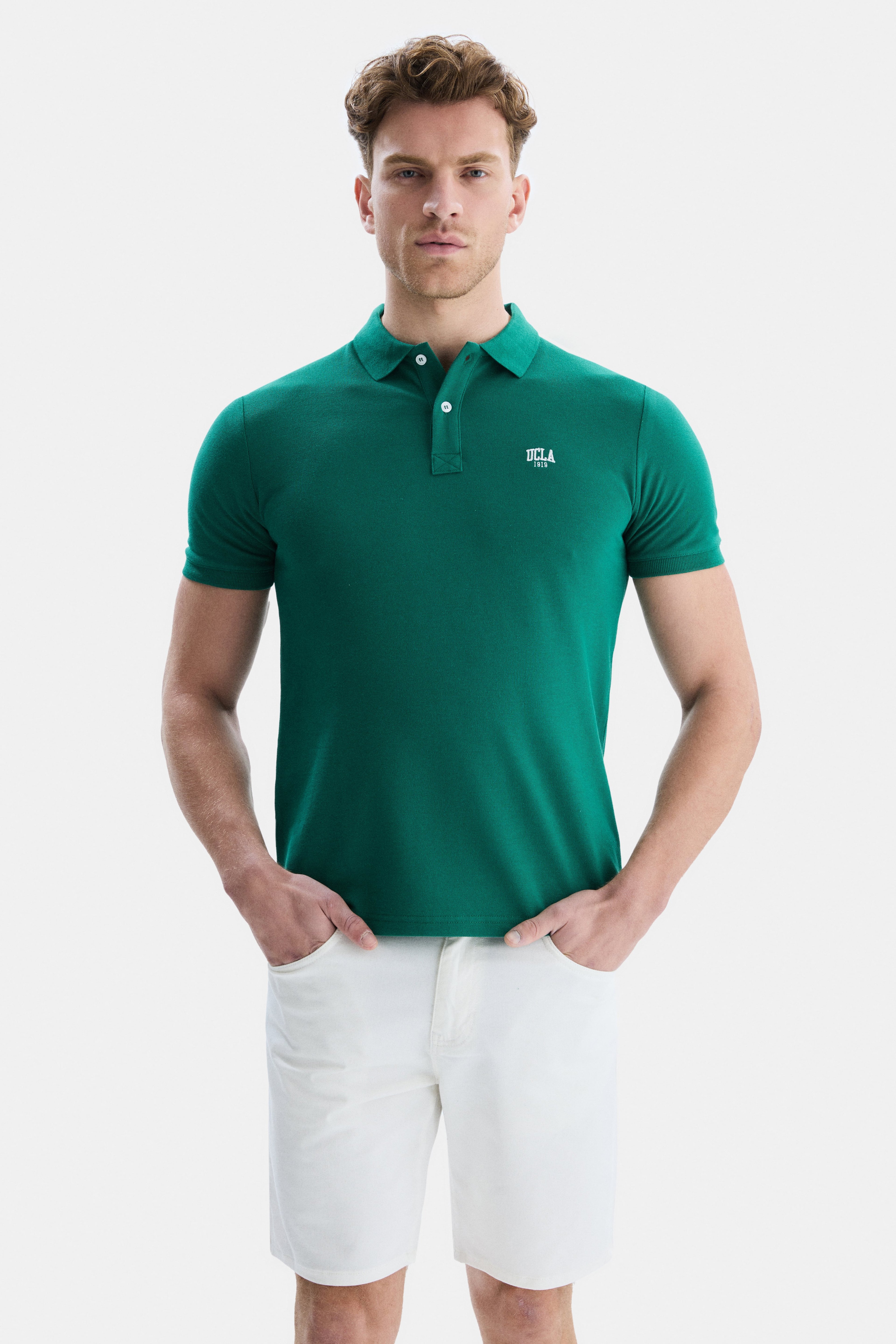 LAKES Yeşil Polo Yaka Nakışlı Standard Fit Erkek Tshirt